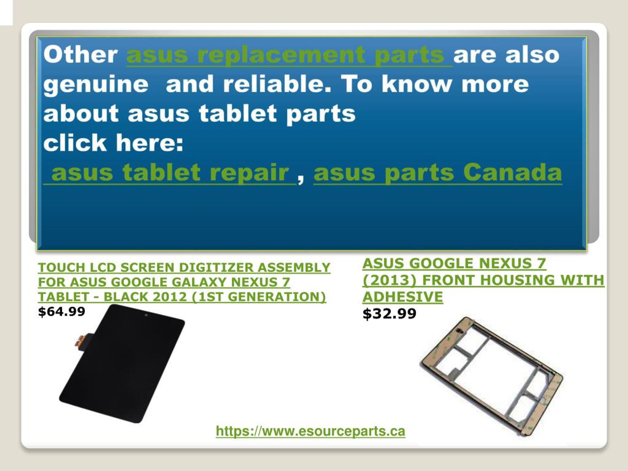 PPT asus parts Canada asus replacement parts PowerPoint Presentation ID7276393