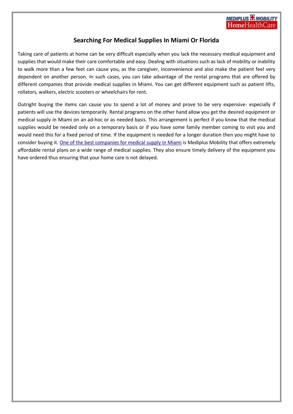 PPT Searching For Medical Supplies In Miami Or Florida PowerPoint