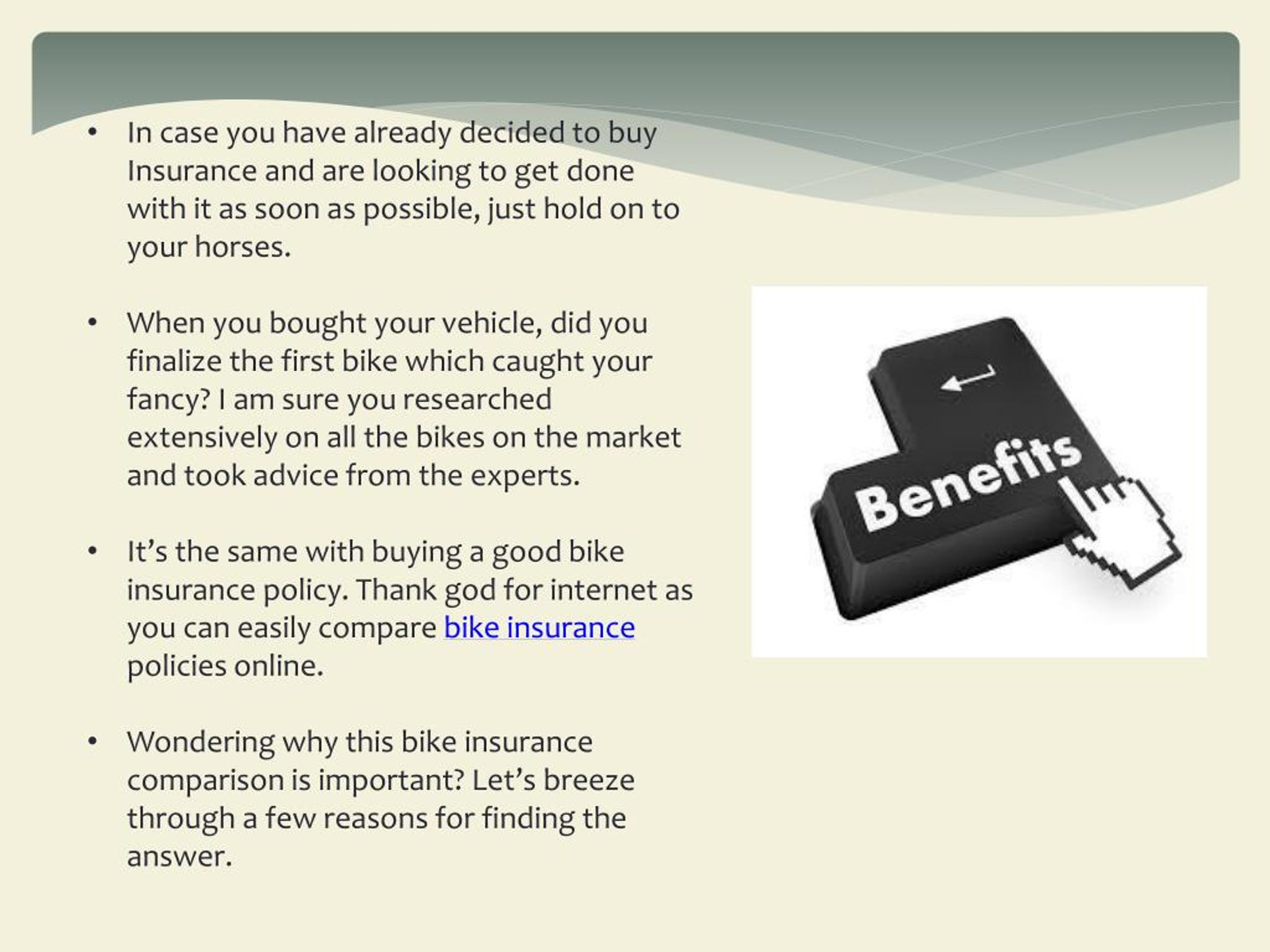 PPT Why comparing bike insurance online is crucial PowerPoint
