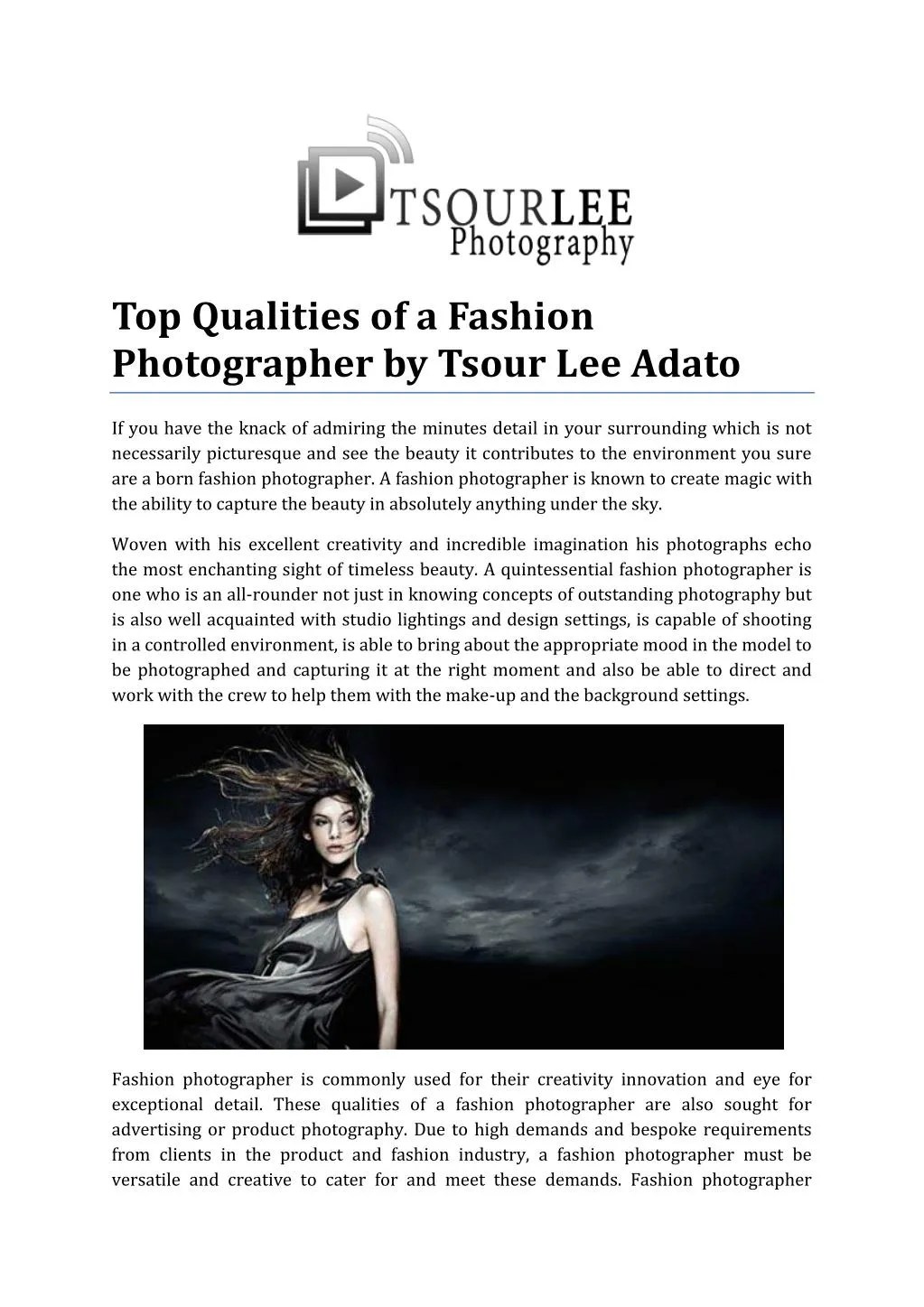 PPT Top Qualities of a Fashion Photographer by Tsour Lee Adato PowerPoint Presentation ID