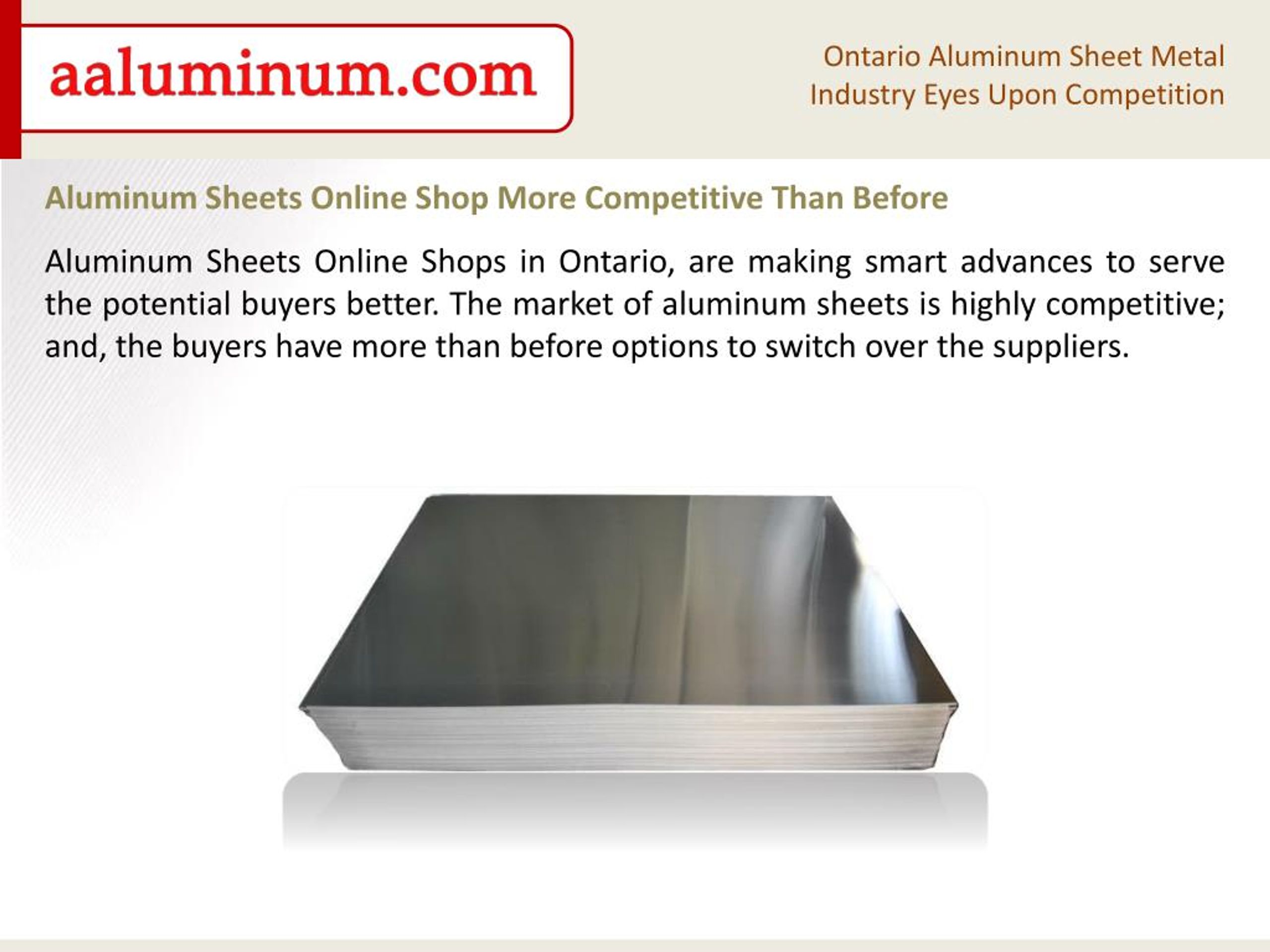 PPT Ontario Aluminum Sheet Metal Industry Eyes Upon Competition