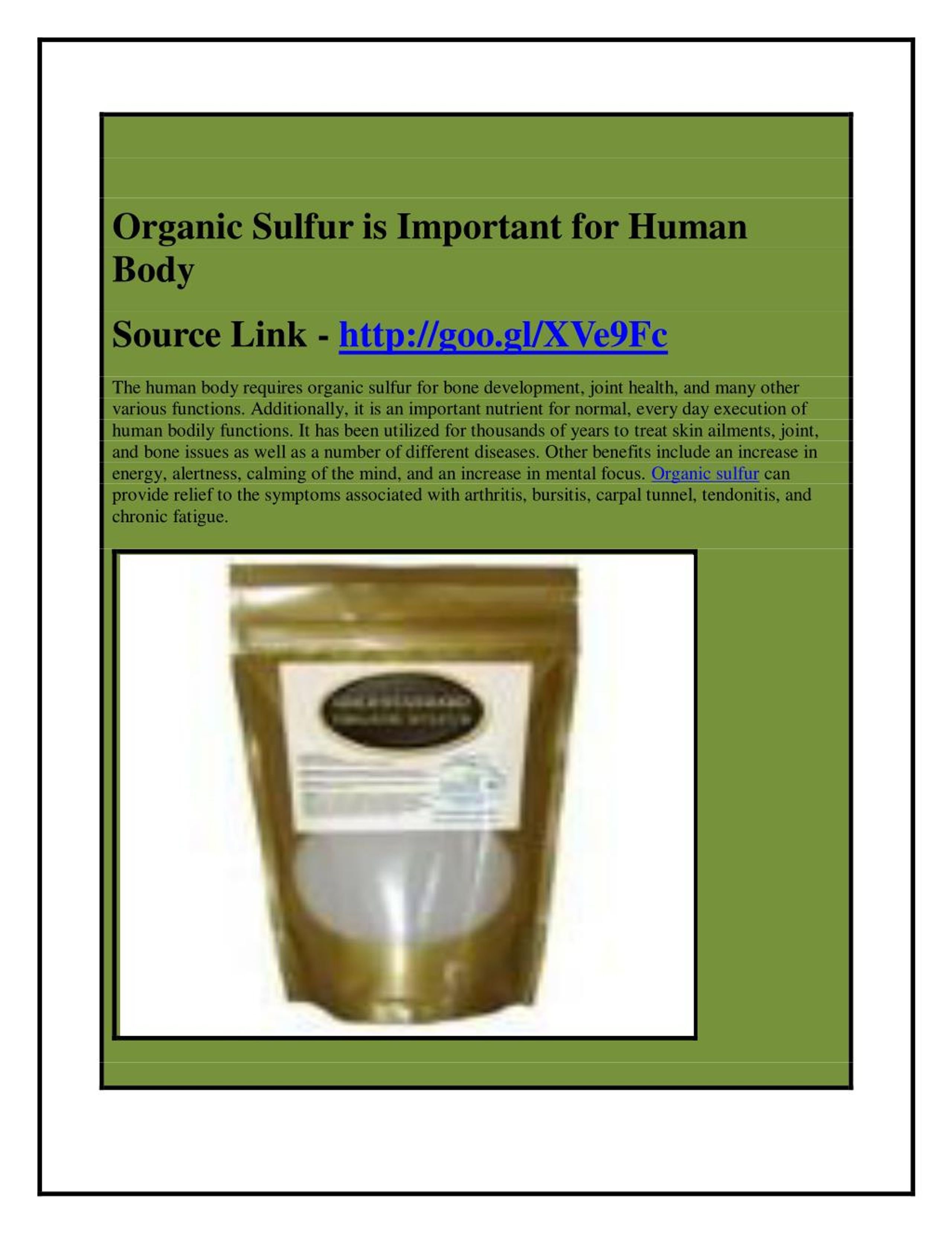 PPT Organic Sulfur is Important for Human Body PowerPoint Presentation ID7283886