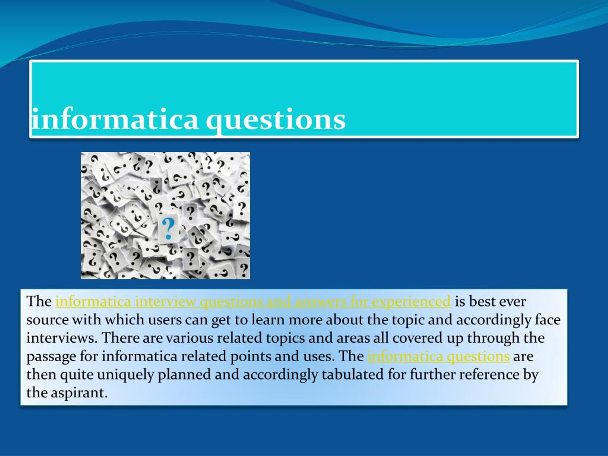 PPT informatica scenario based data warehouse interview questions