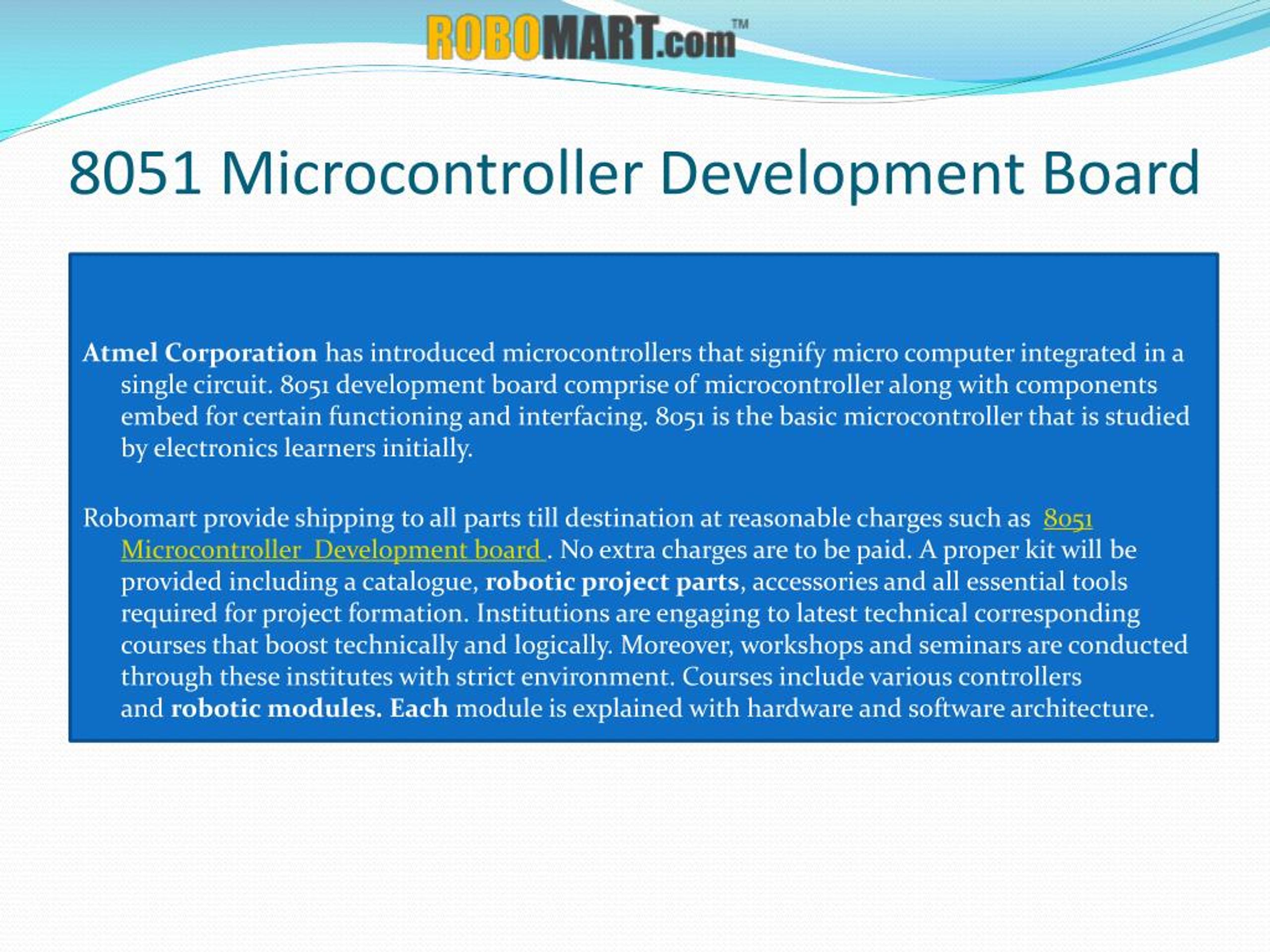 PPT 8051 Microcontroller Development Board Robomart PowerPoint
