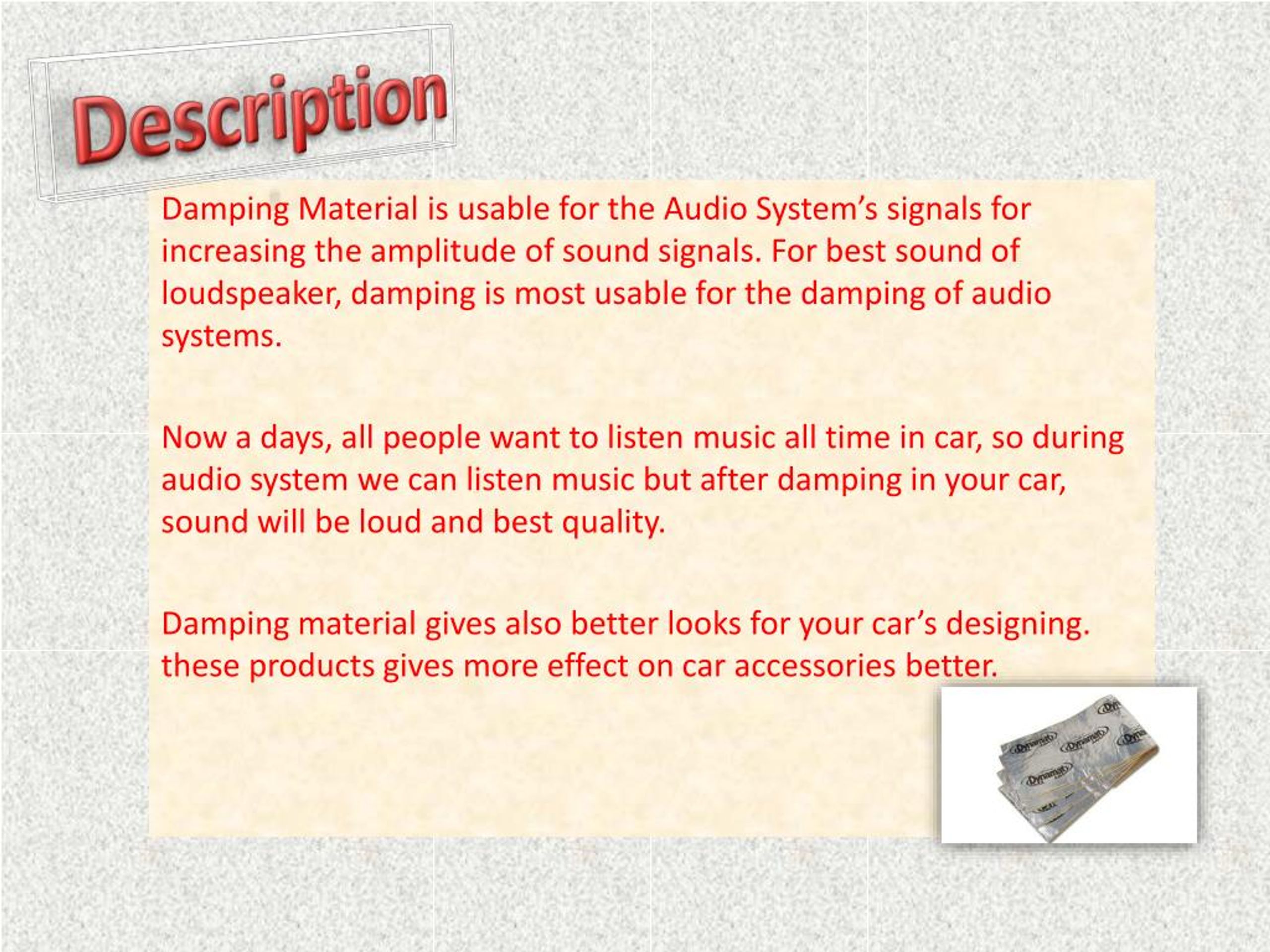 PPT Sound Damping Material For Car PowerPoint Presentation, free