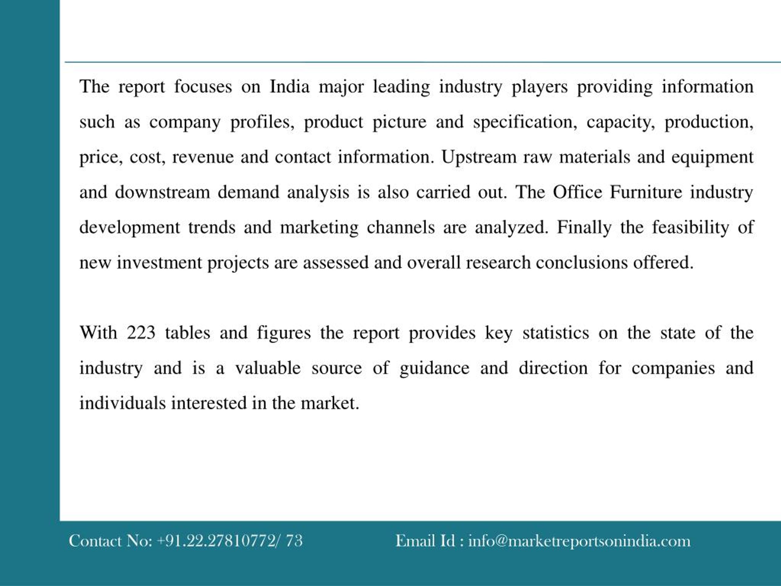 PPT India Office Furniture Industry Report 2015 PowerPoint