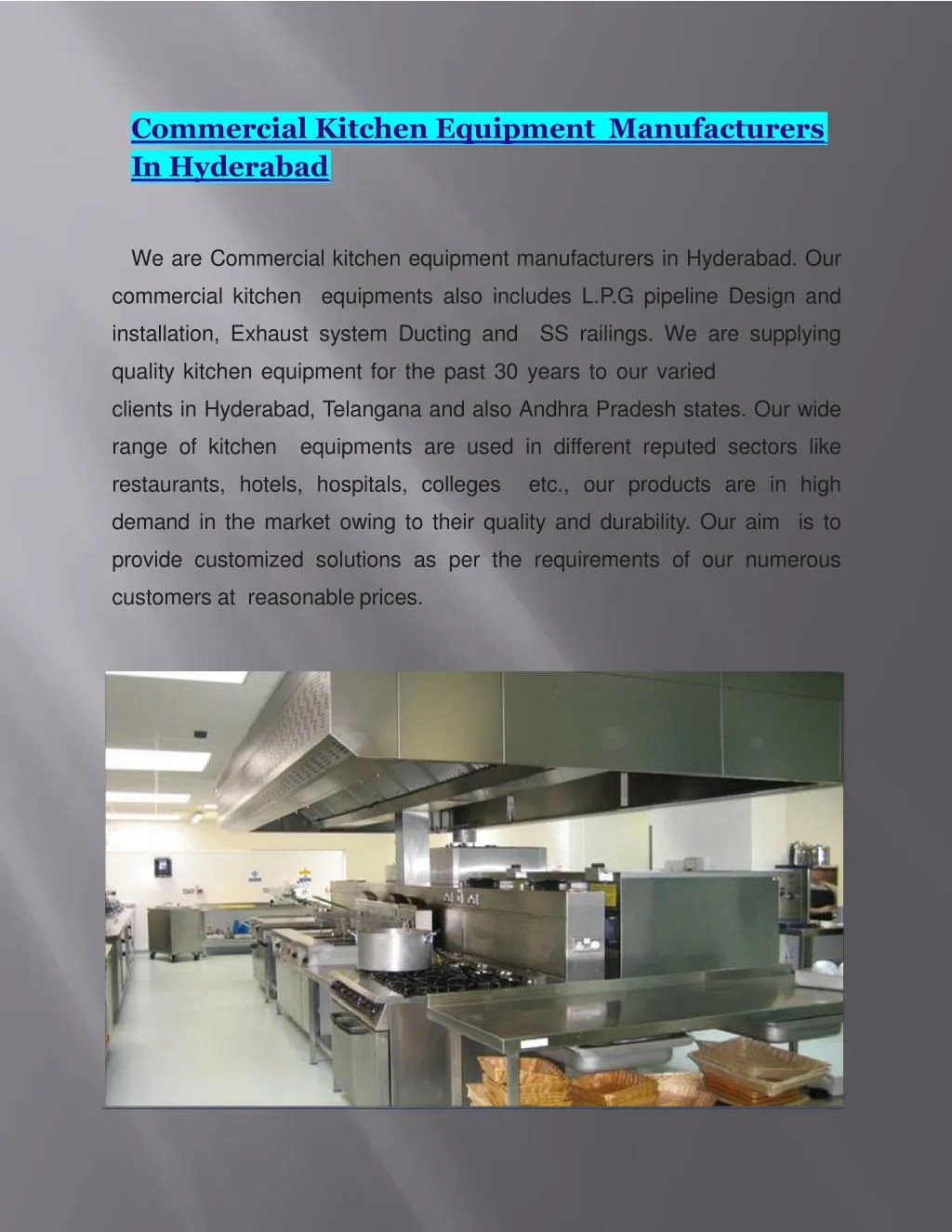 PPT Commercial Kitchen Equipments in Hyderabad PowerPoint