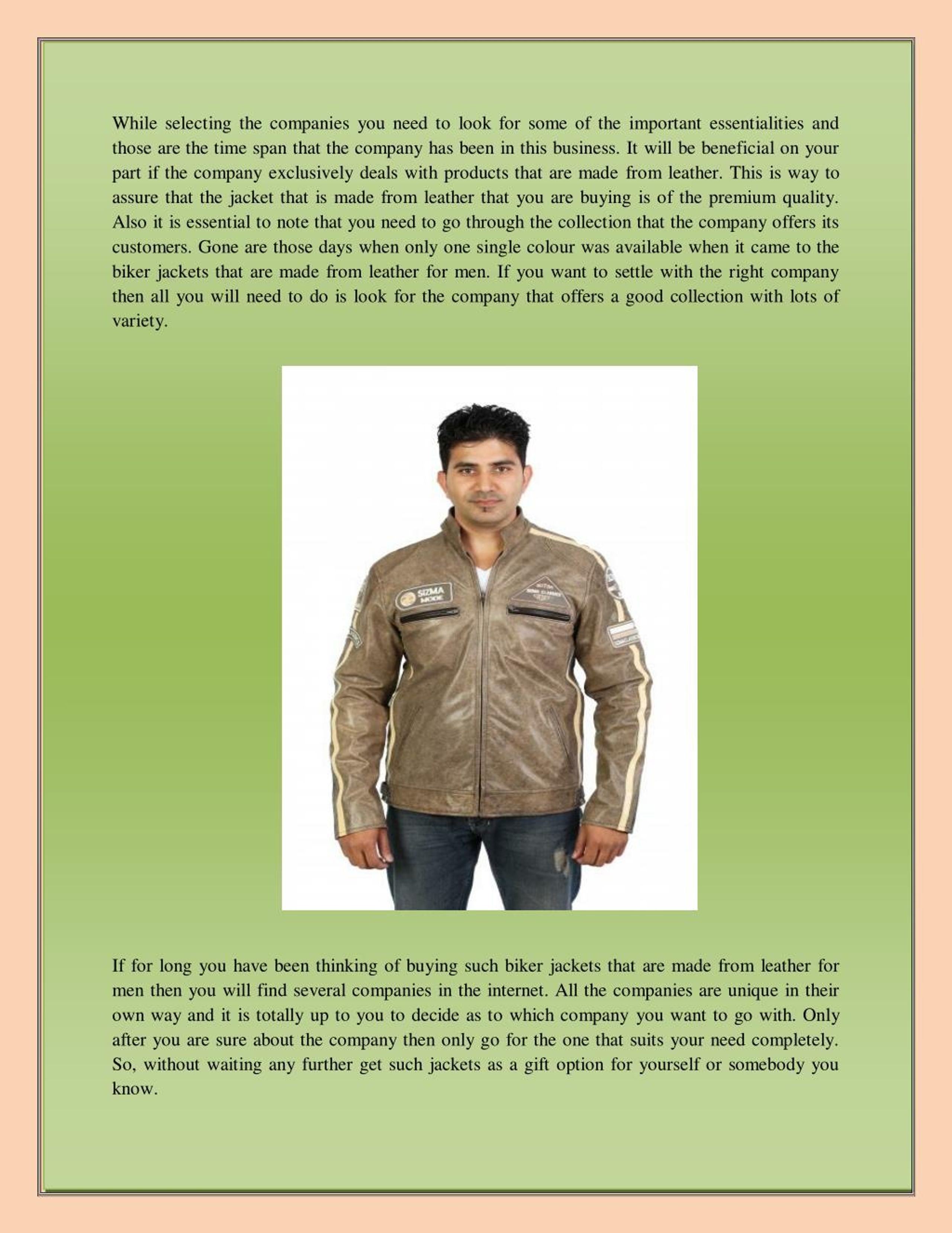 PPT Look Stylish in the Men’s Biker Leather Jackets and Enhance Your