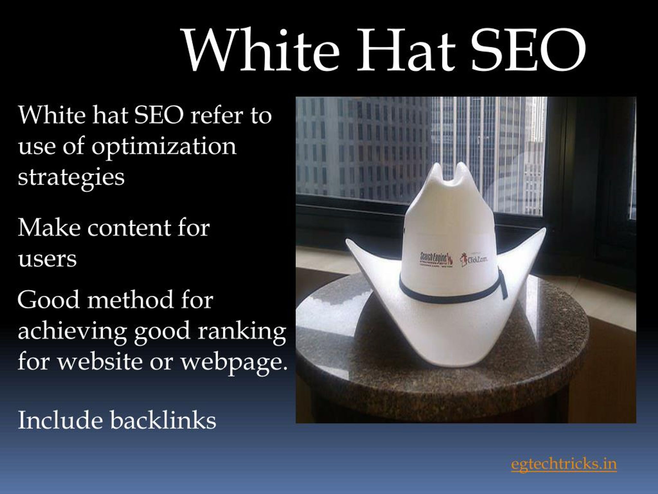 PPT white hat and black hat SEO PowerPoint Presentation, free
