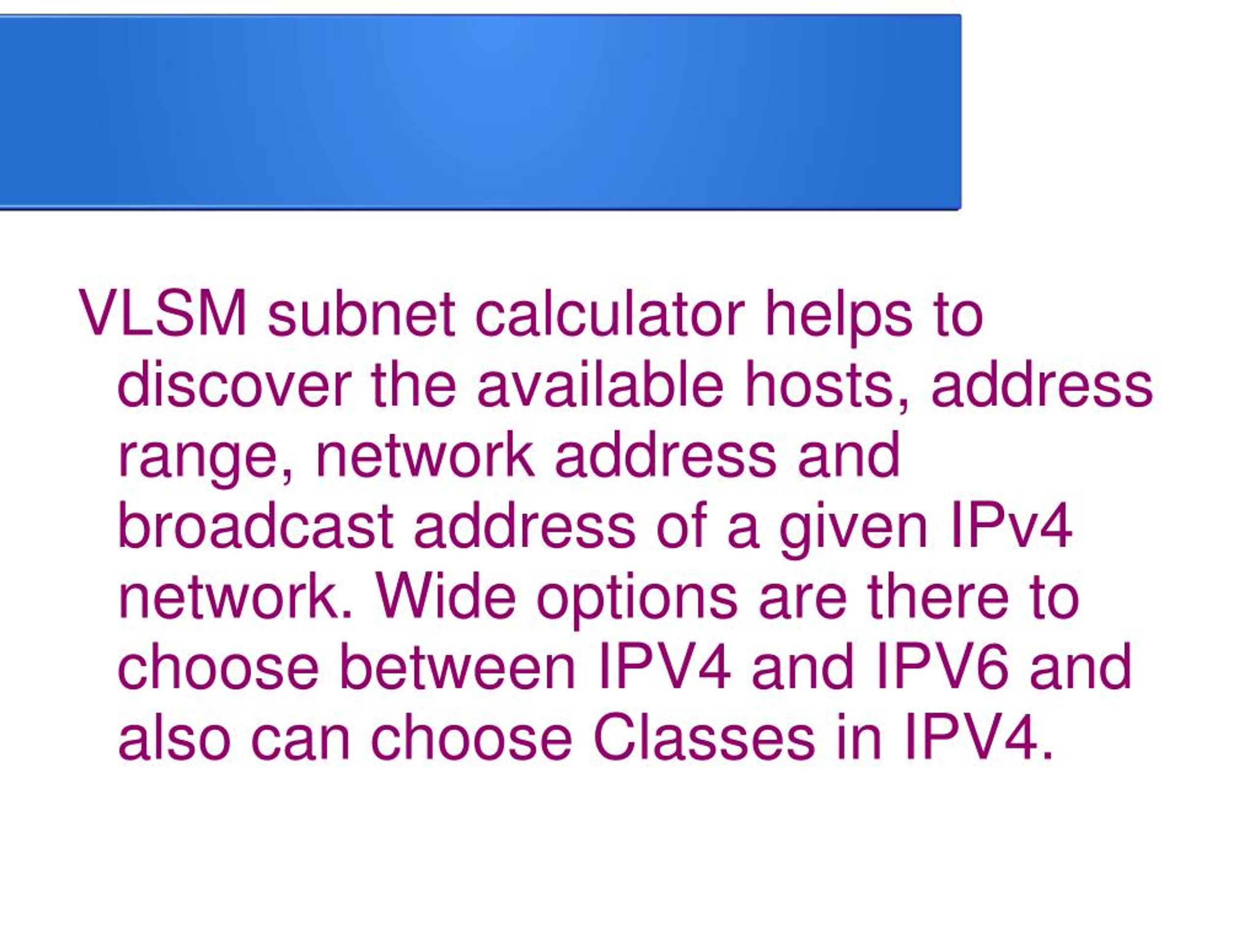PPT Online VLSM CIDR Calculator PowerPoint Presentation, free