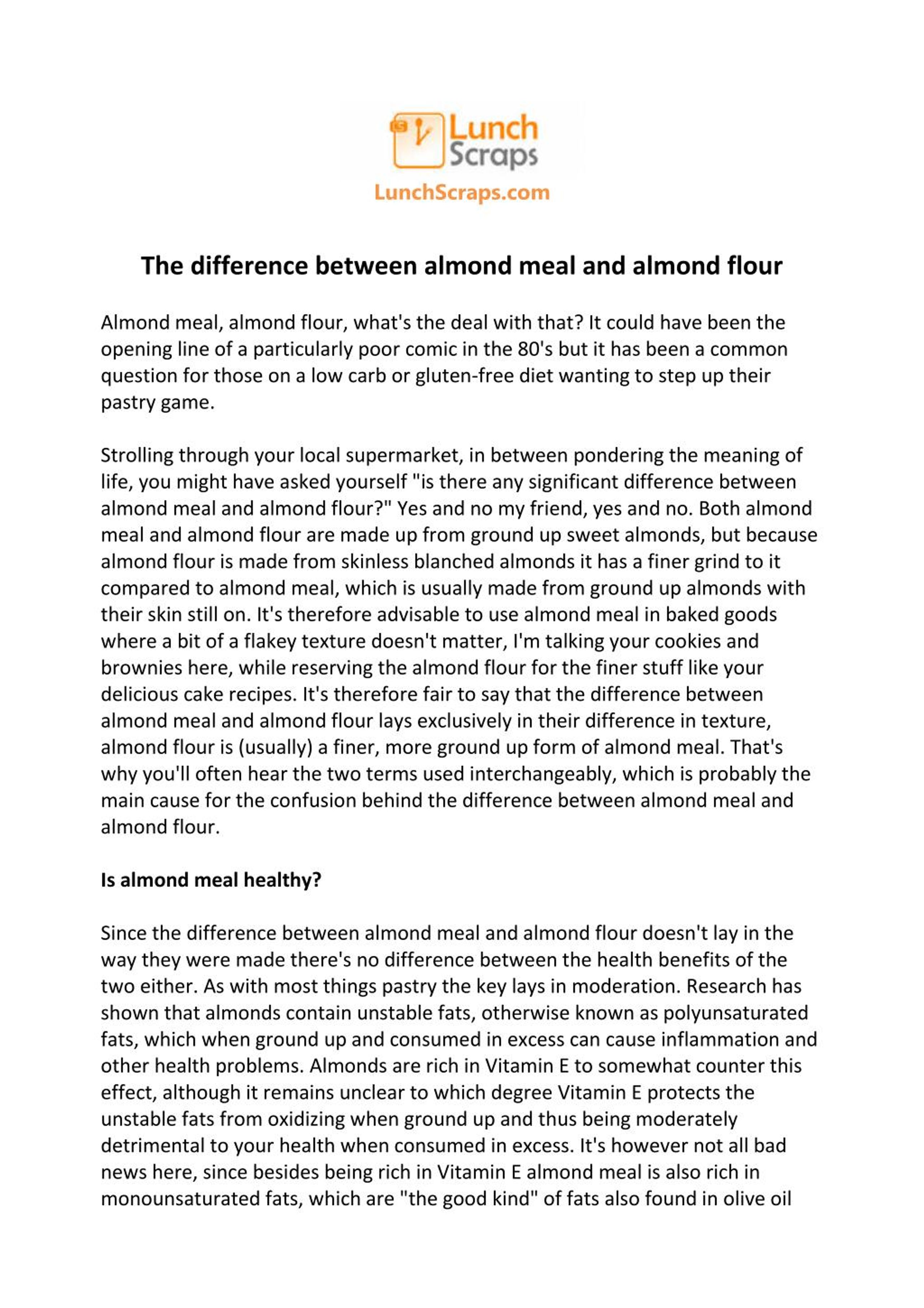 PPT The difference between almond meal and almond flour PowerPoint