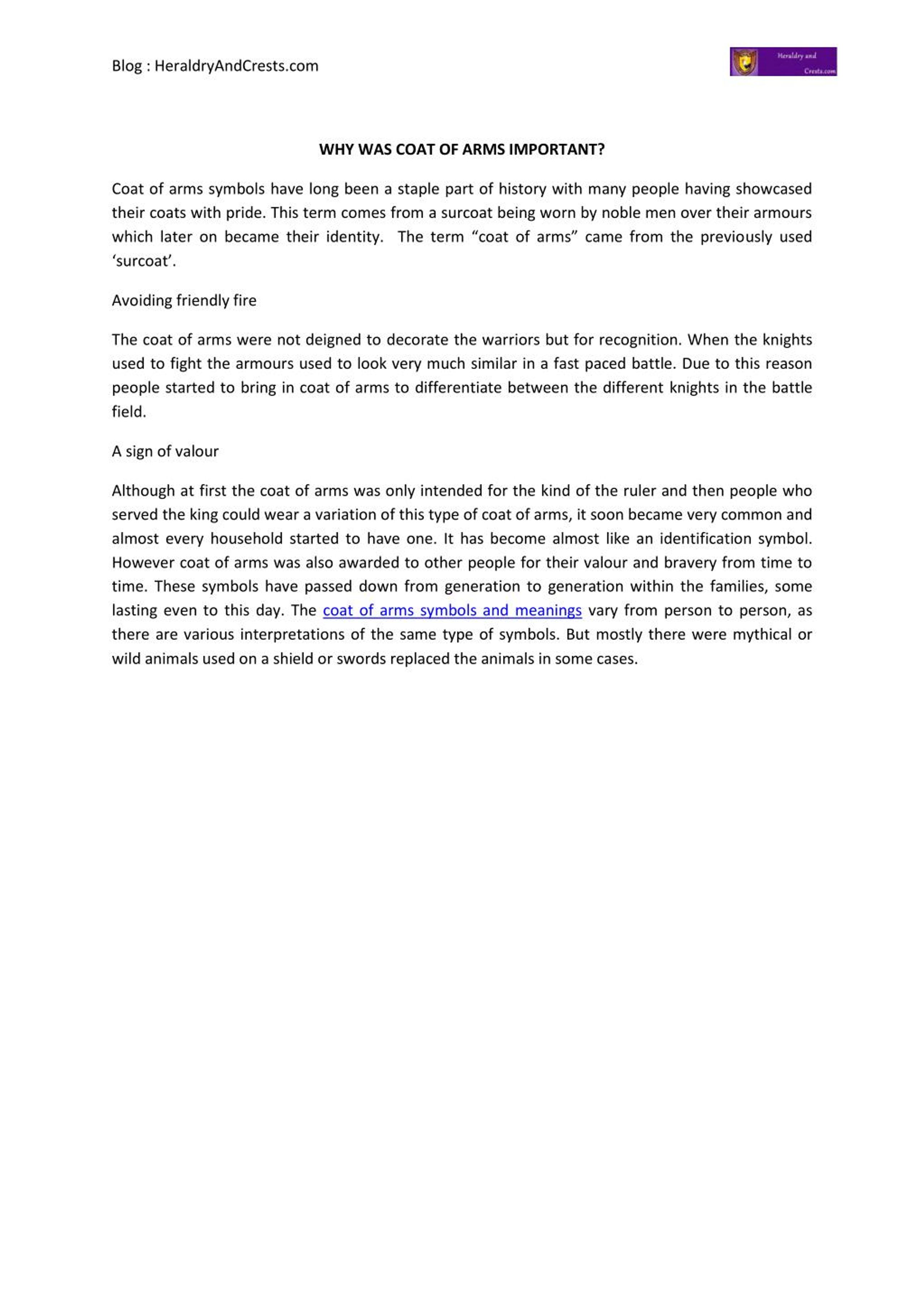 PPT Why Was Coat Of Arms Important PowerPoint Presentation, free