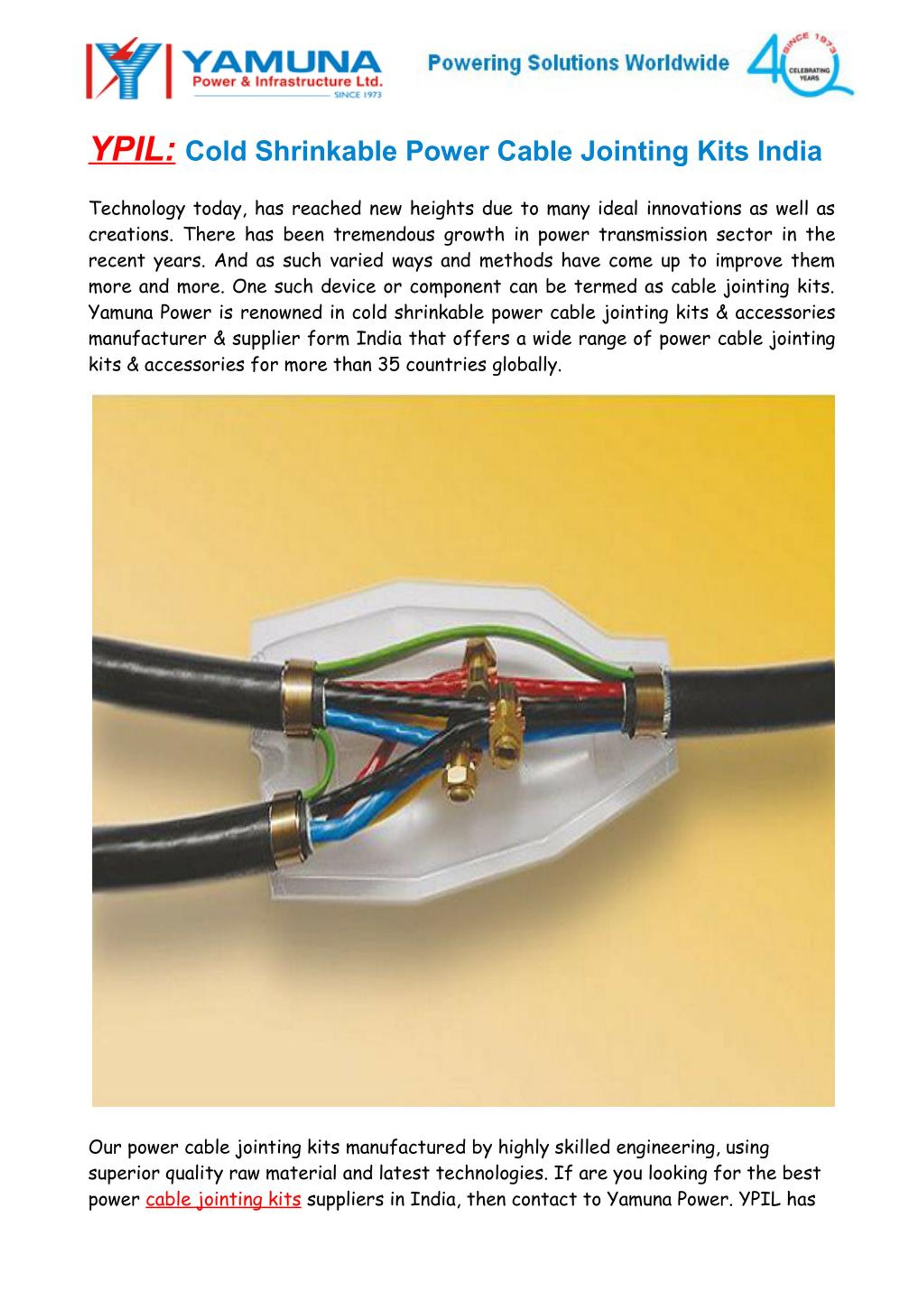 PPT Cold Shrinkable Power Cable Jointing Kits India PowerPoint