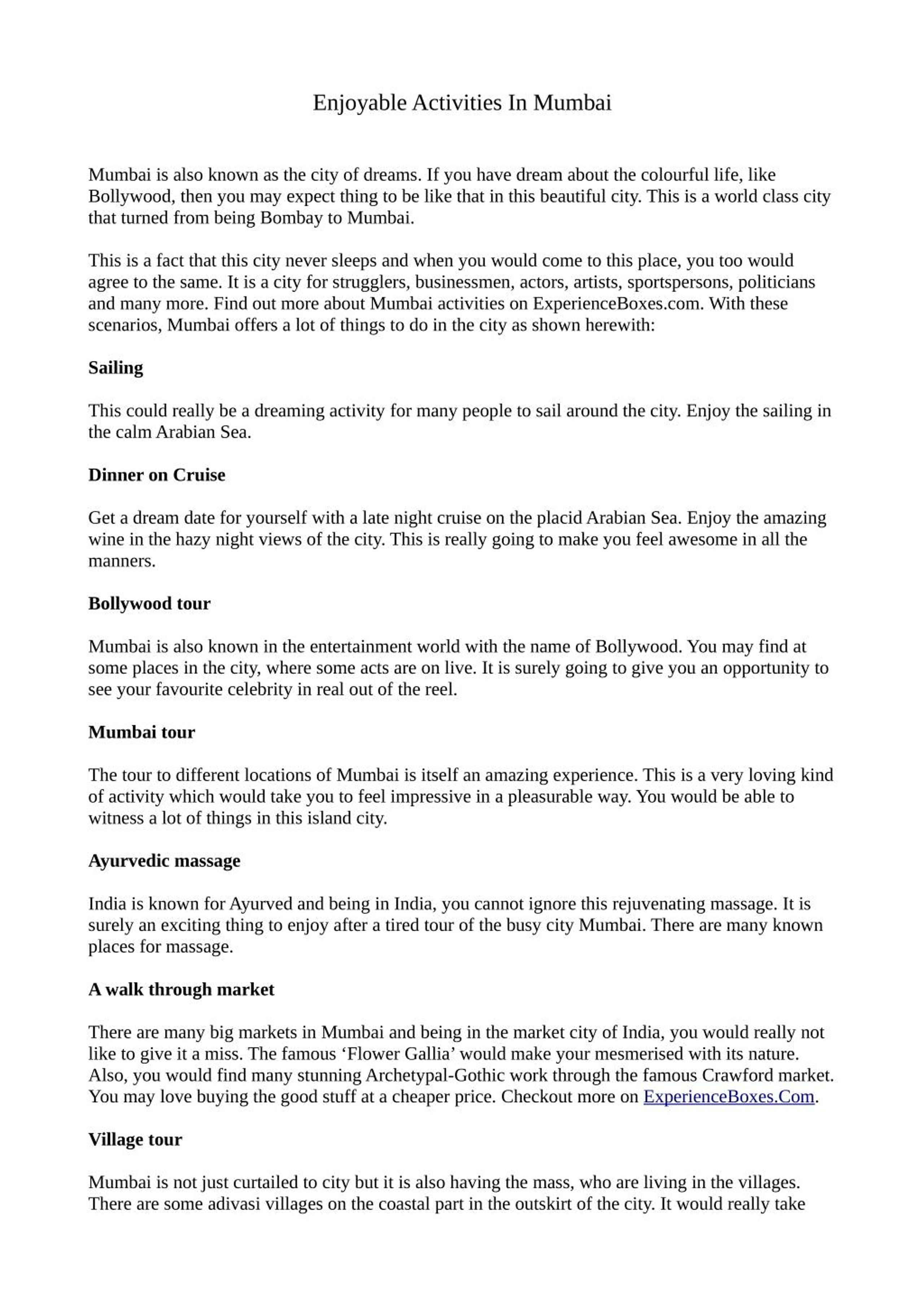 PPT Enjoyable Activities In Mumbai PowerPoint Presentation, free