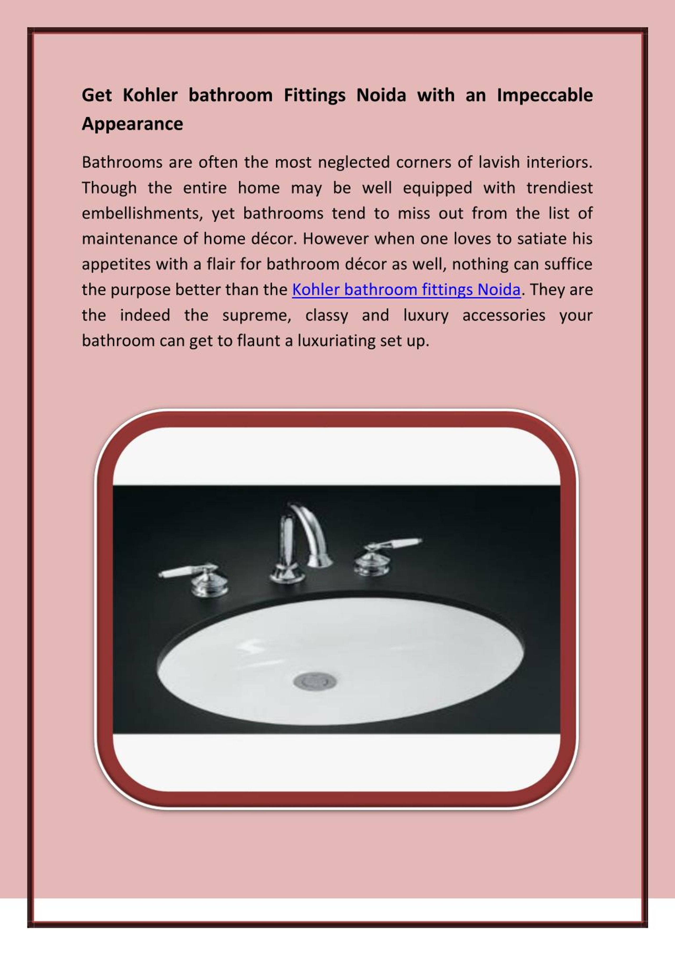 PPT Get Kohler bathroom Fittings Noida with an Impeccable Appearance