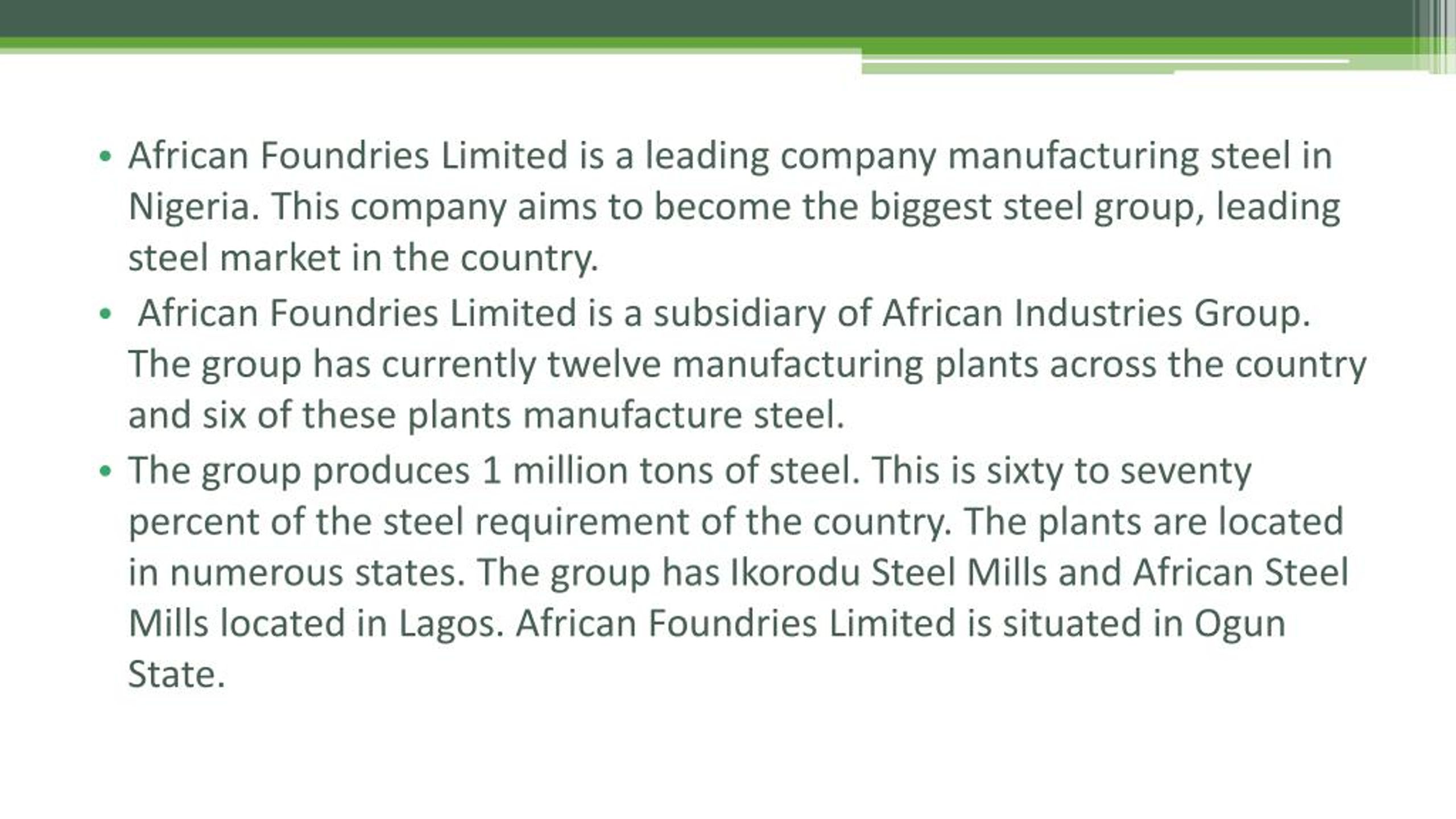 PPT STEEL MARKET LEADING COMPANY AFRICAN INDUSTRIES FROM NIGERIA
