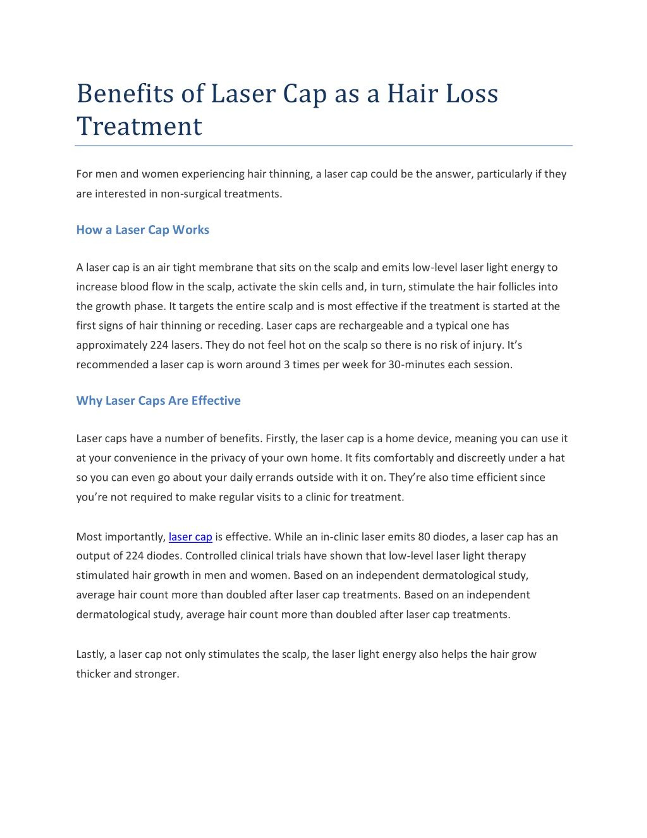 PPT Benefits of Laser Cap As a Hair Loss Treatment PowerPoint