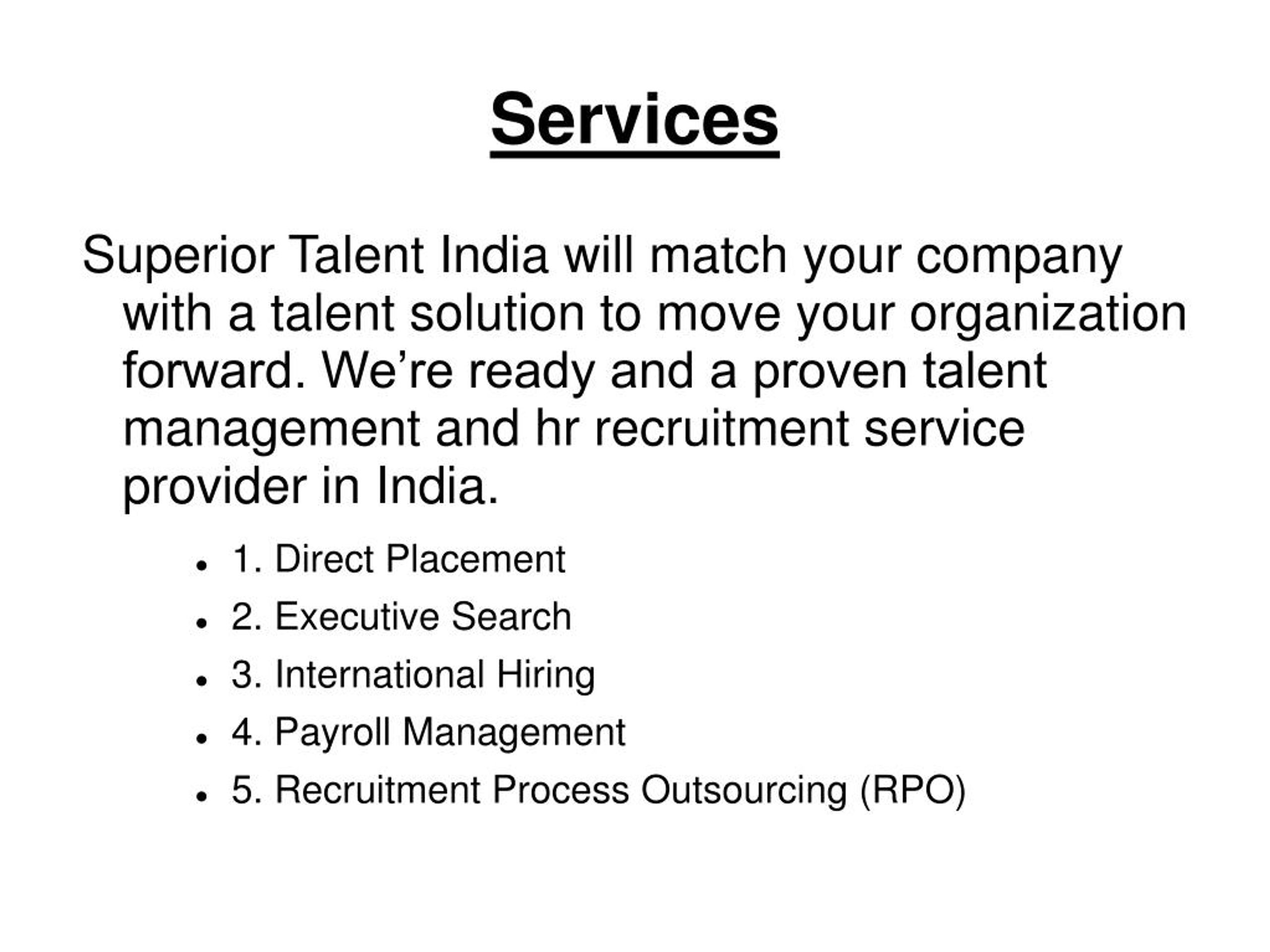 PPT Job Placement Consultancy in Chennai Superior India PowerPoint