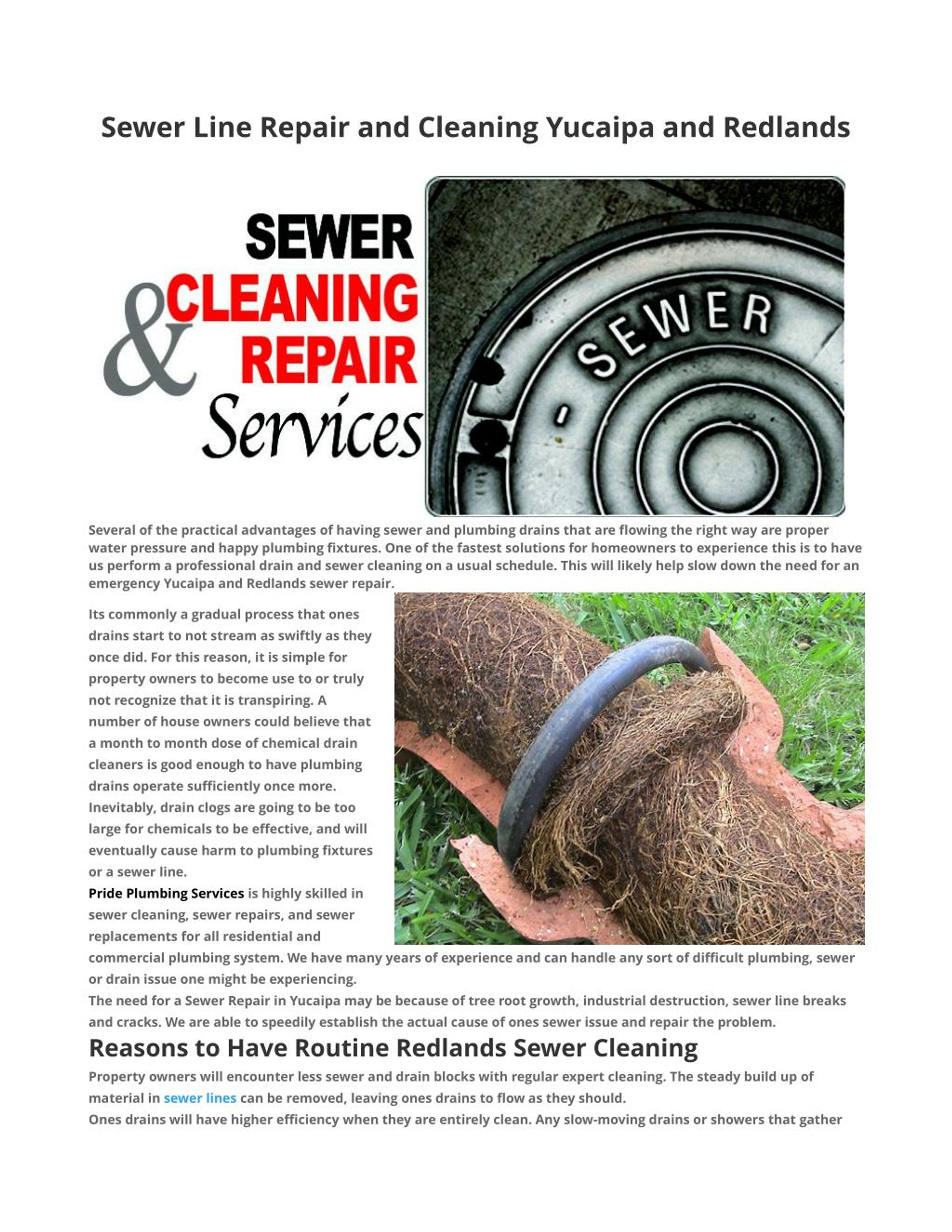 PPT Sewer Line Repair and Cleaning Yucaipa and Redlands PowerPoint