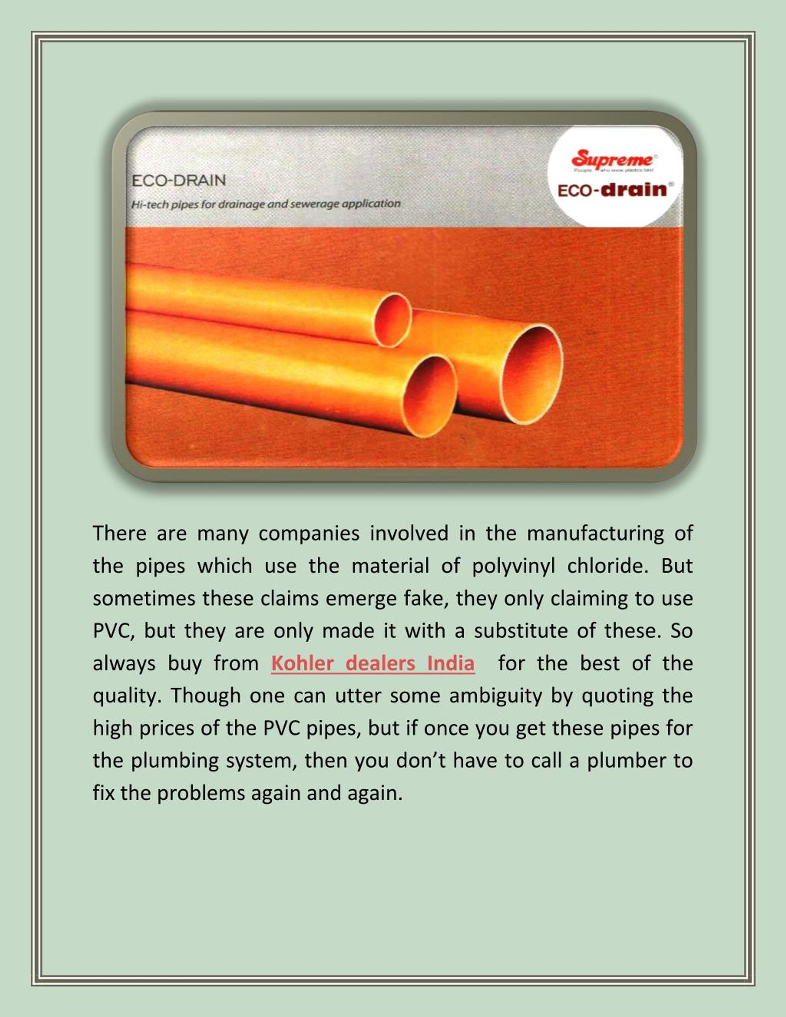 PPT Supreme PVC Pipe Noida PowerPoint Presentation, free download
