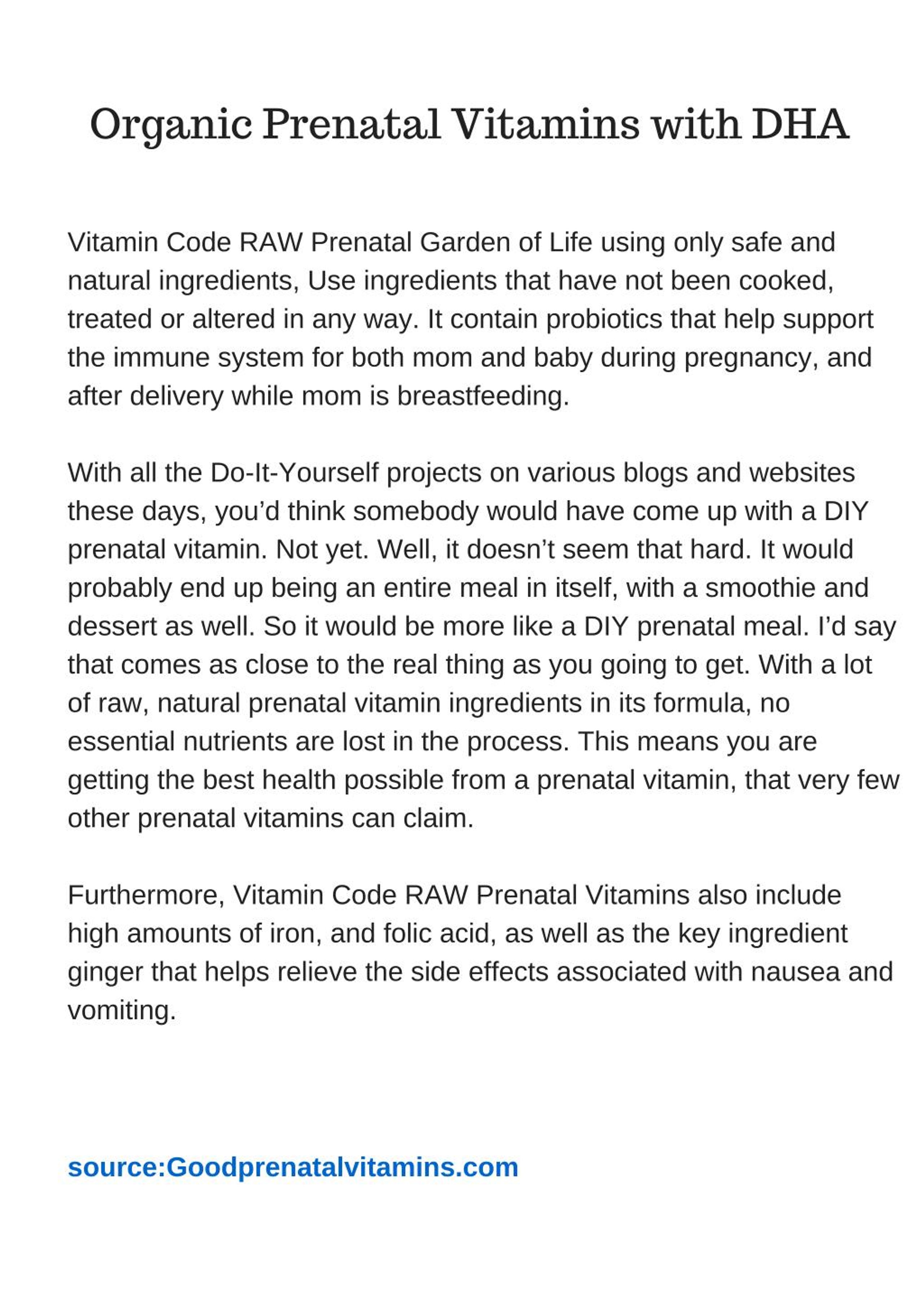 PPT Organic Prenatal Vitamins with DHA PowerPoint Presentation, free