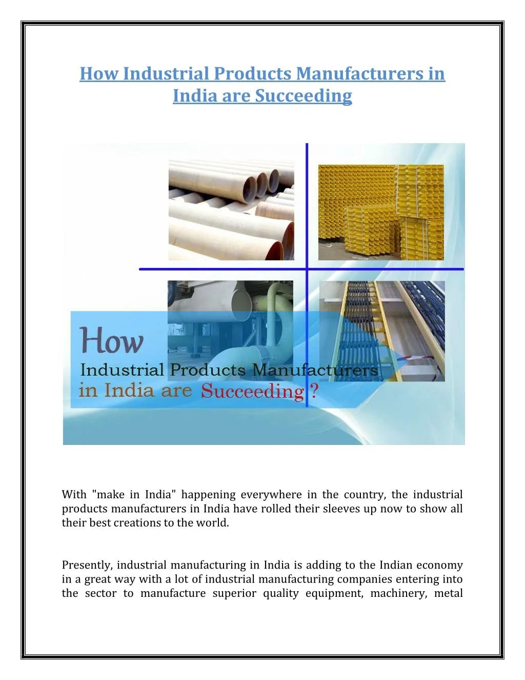 PPT How Industrial Products Manufacturers in India are Succeeding