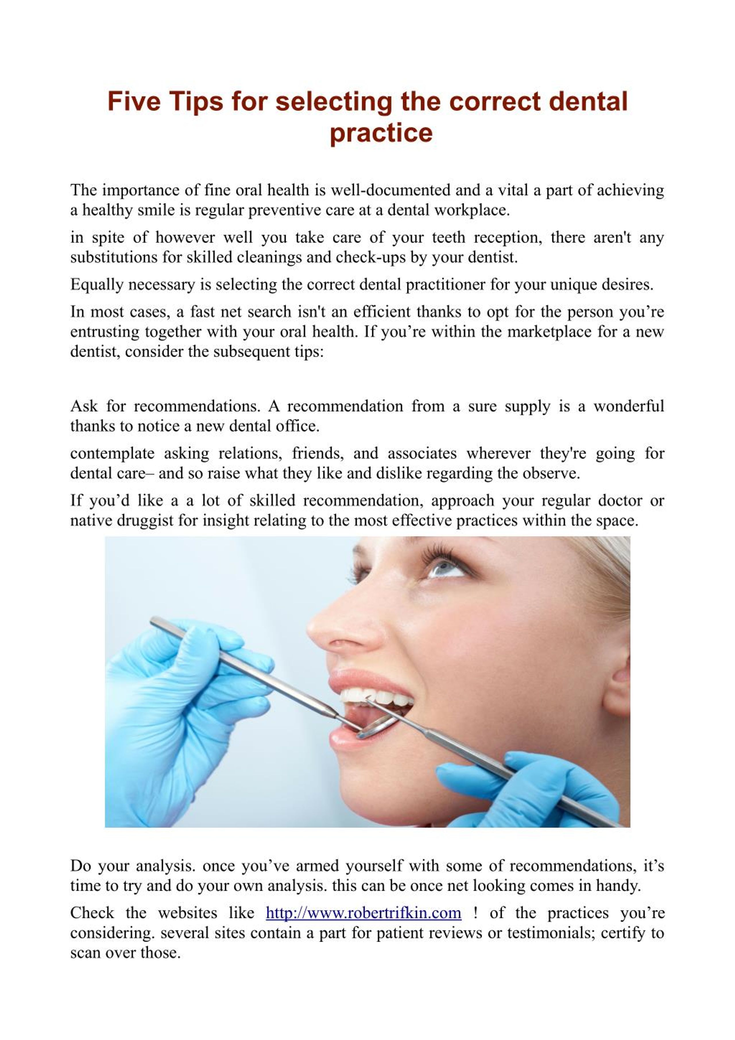 PPT Five Tips By Dr. Robert Rifkin For Selecting The Correct Dental