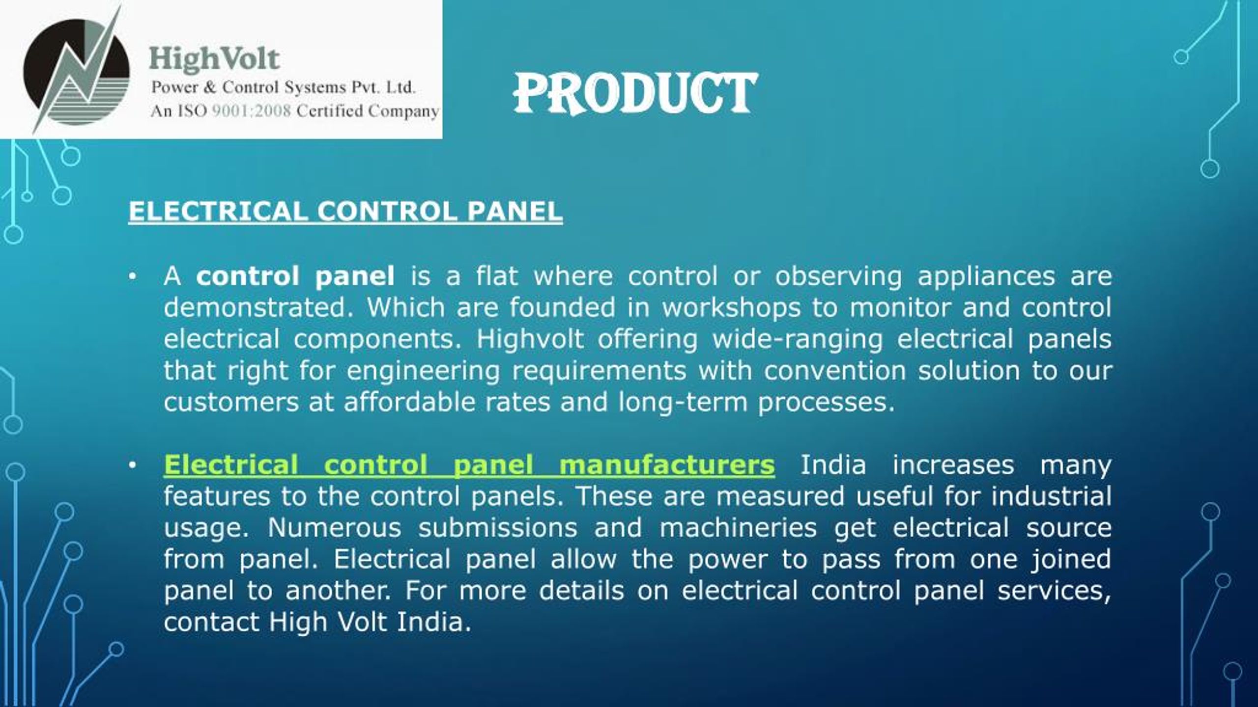 PPT Electrical panel manufacturers India, switchgear panels