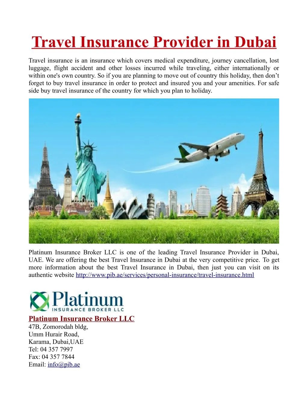 PPT Travel Insurance Provider in Dubai PowerPoint Presentation, free