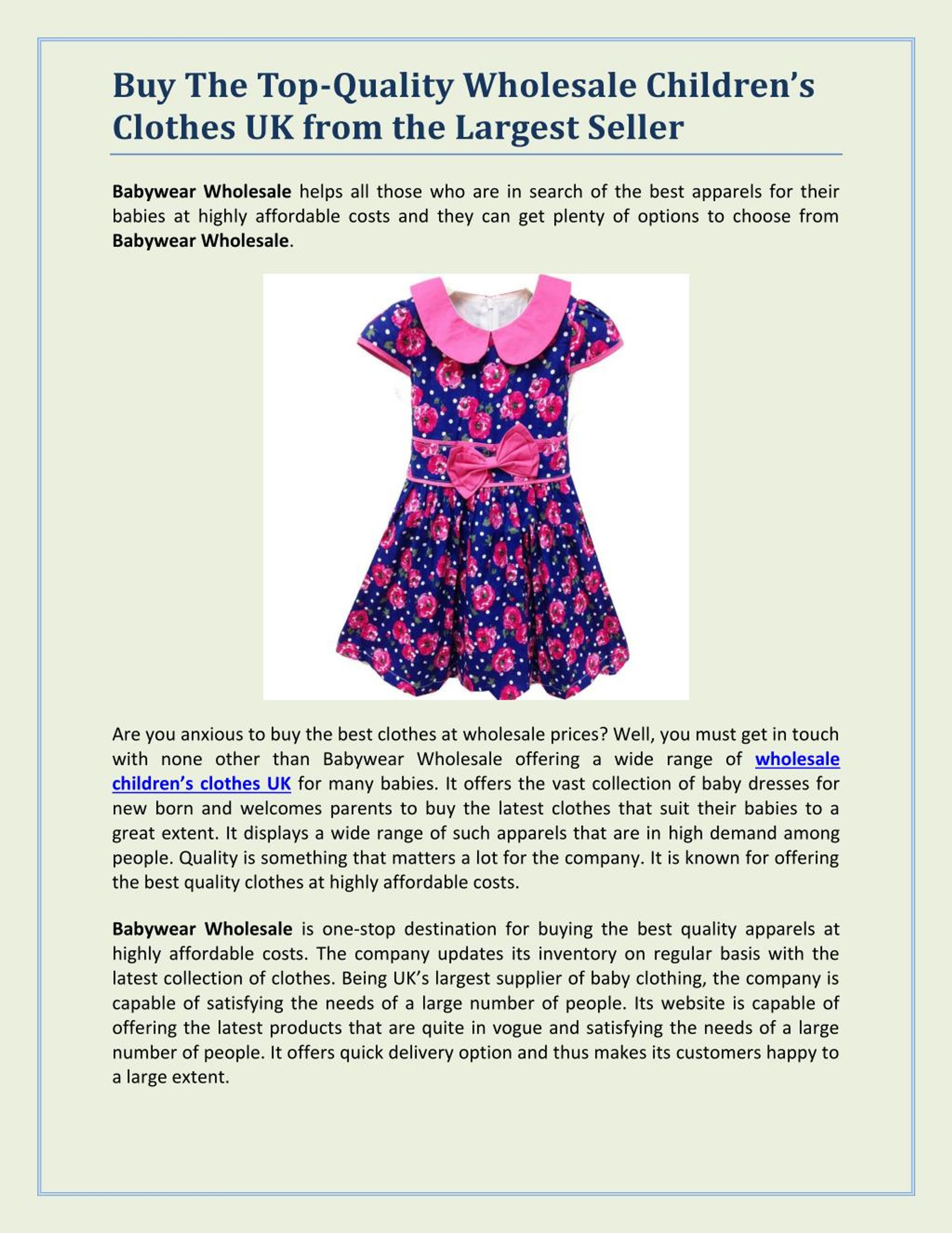 PPT Buy The TopQuality Wholesale Children’s Clothes UK from the