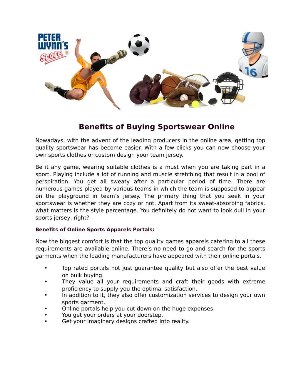 PPT Benefits of Buying Sportswear Online PowerPoint Presentation