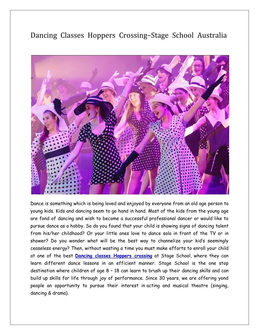 PPT Dancing classes Hoppers Crossing Stageschool PowerPoint