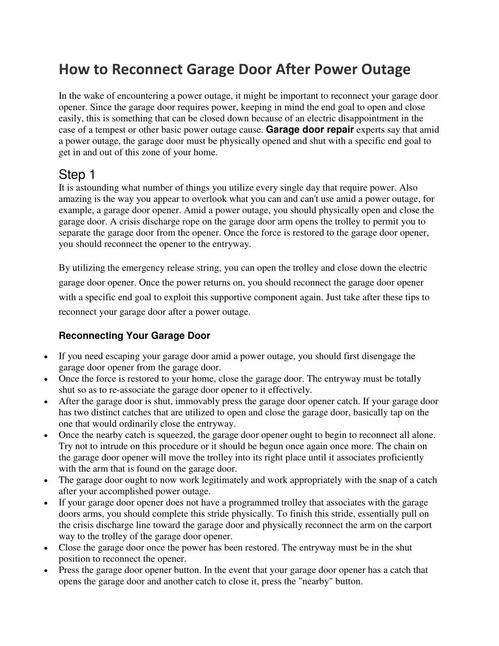 PPT How to Reconnect Garage Door After Power Outage PowerPoint