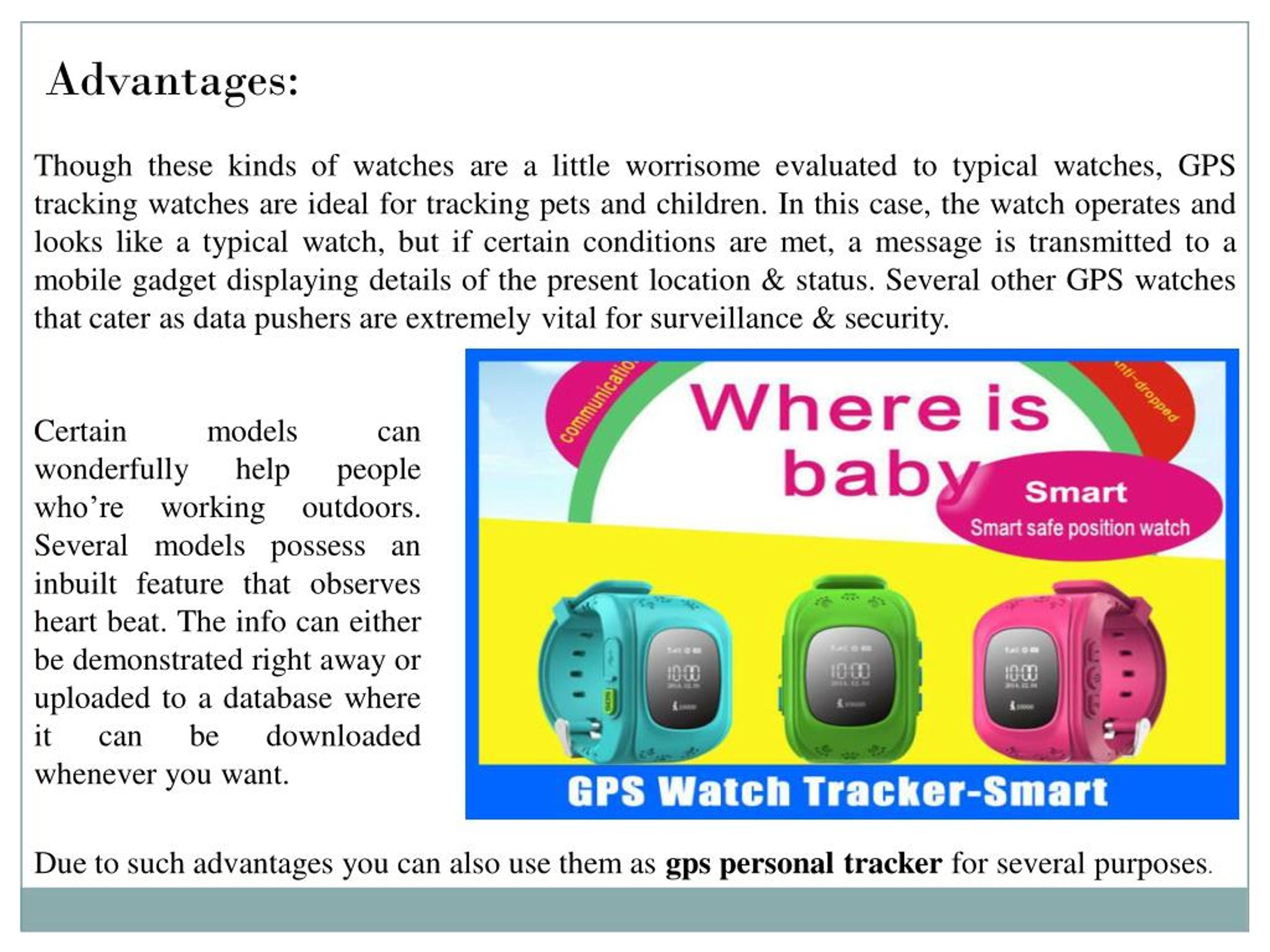 PPT Function and Advantages of GPS Tracking Watches PowerPoint