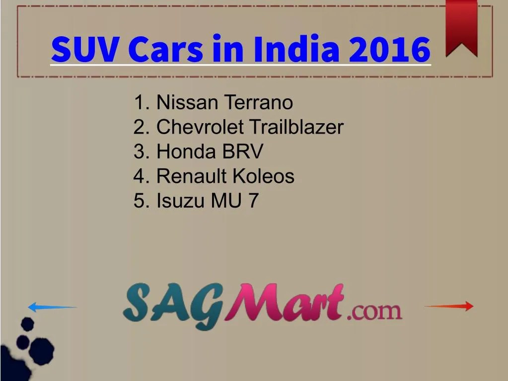 PPT Most Fuel Efficient SUV Cars in India 2016 PDF PowerPoint