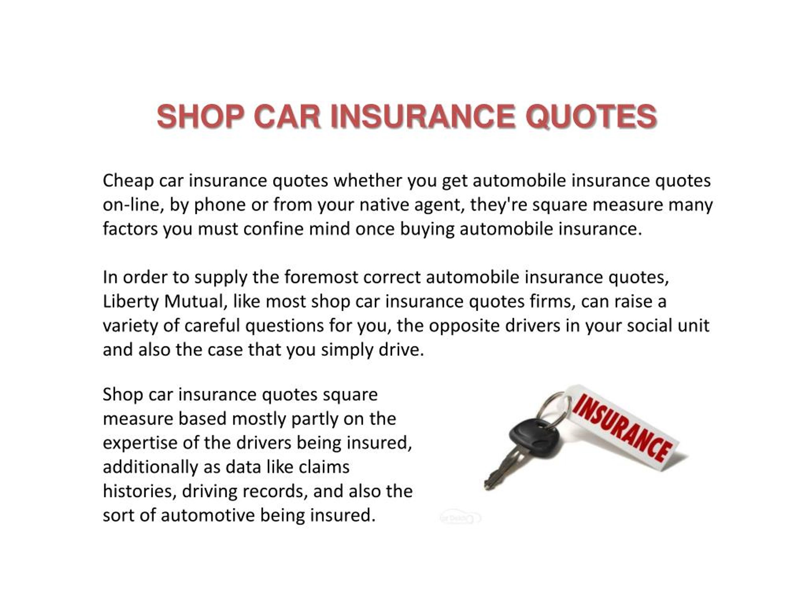 PPT SHOP CAR INSURANCE QUOTES PowerPoint Presentation, free download