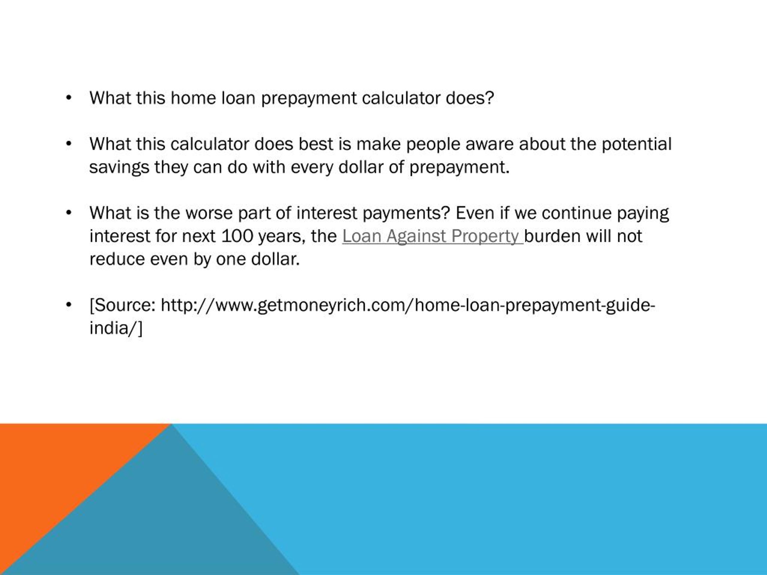 PPT Home Loan Prepayment Calculator Guide PowerPoint Presentation