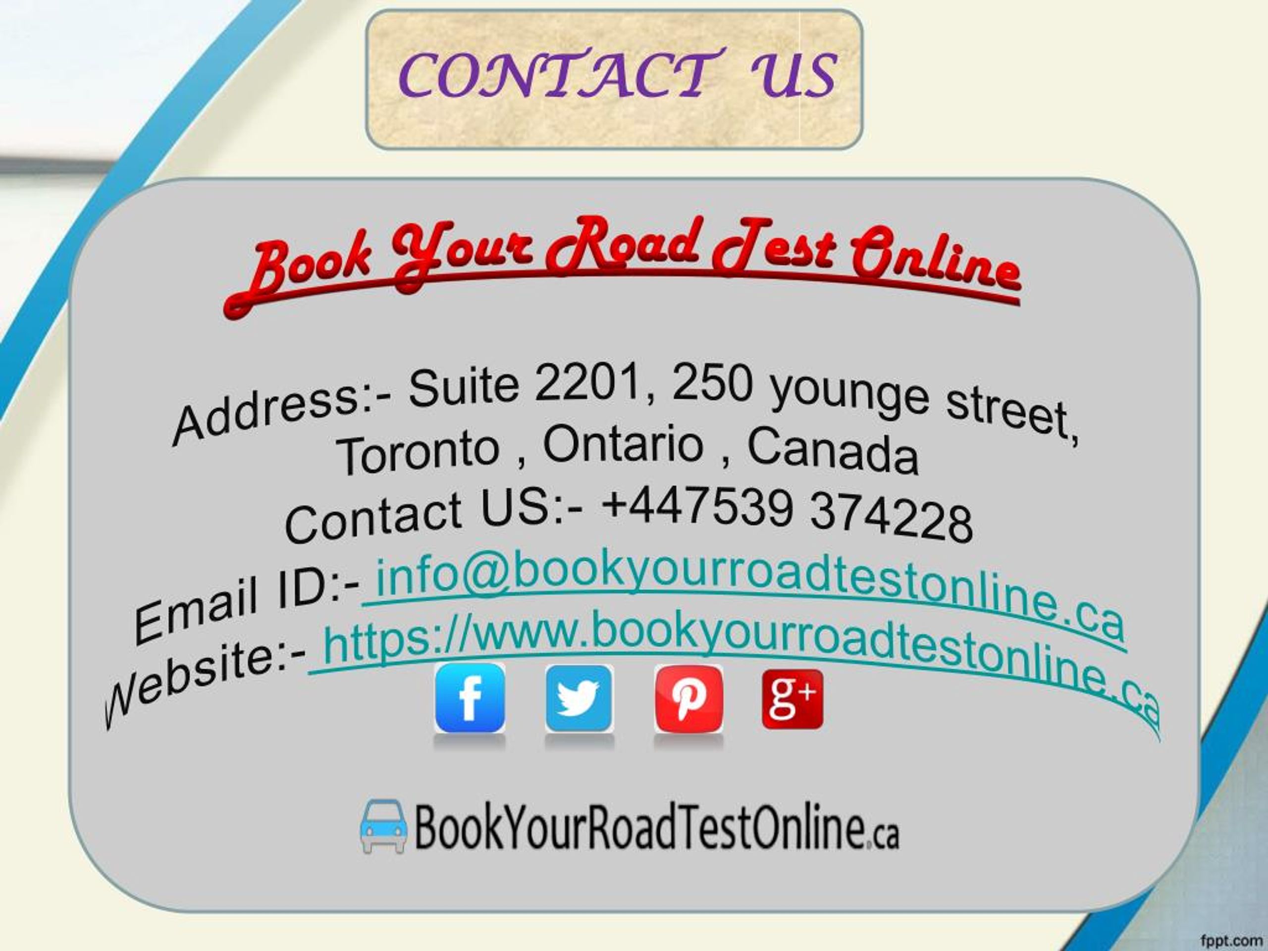 PPT BOOKING YOUR ROAD TEST ONLINE PowerPoint Presentation, free