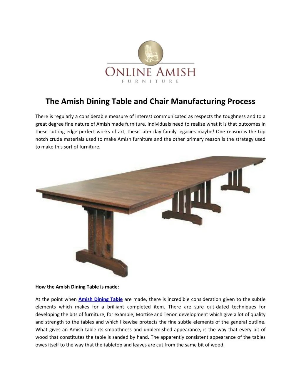 PPT The Amish Dining Table and Chair Manufacturing Process PowerPoint