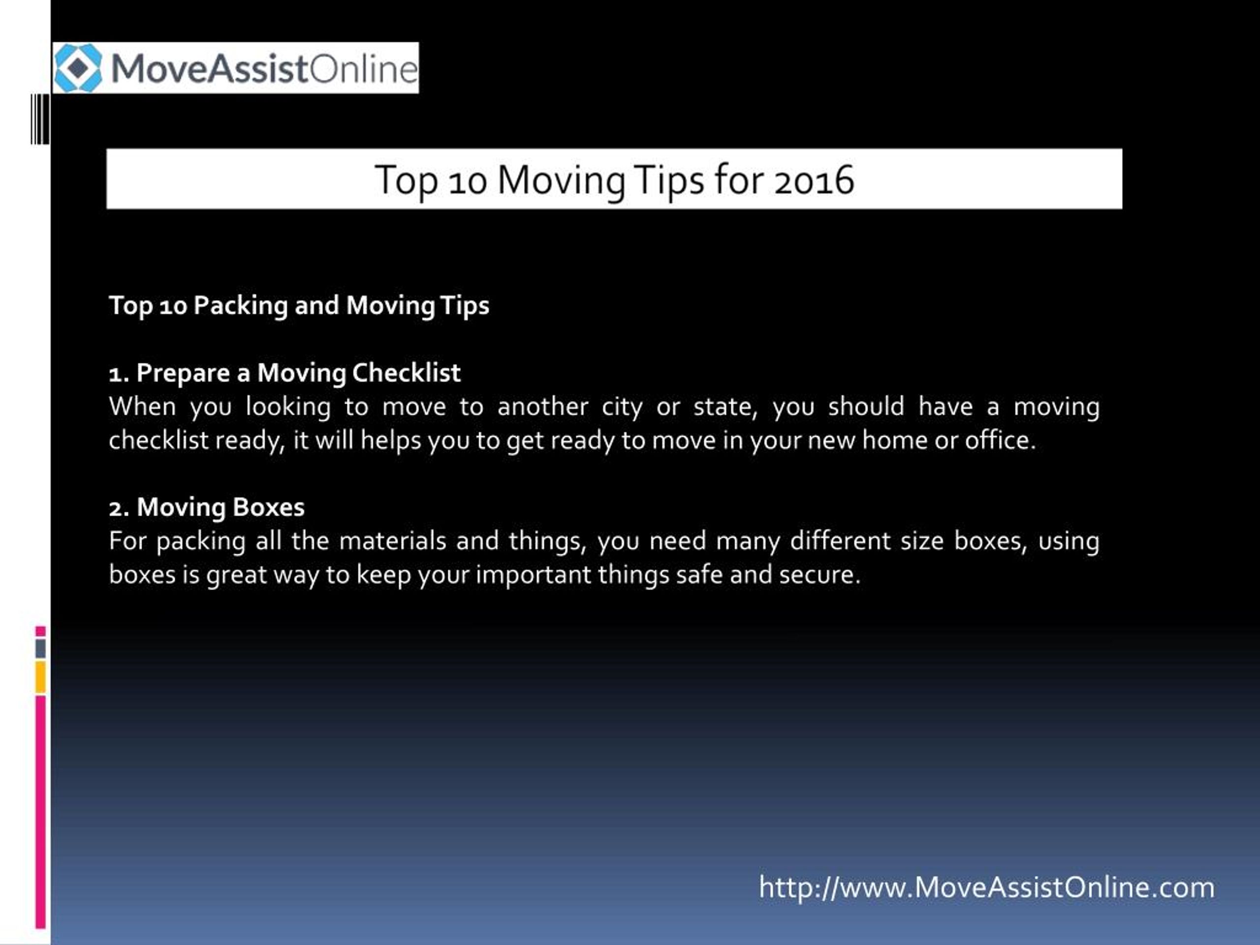 PPT 2016's Top 10 Moving Tips PowerPoint Presentation, free download ID7343463