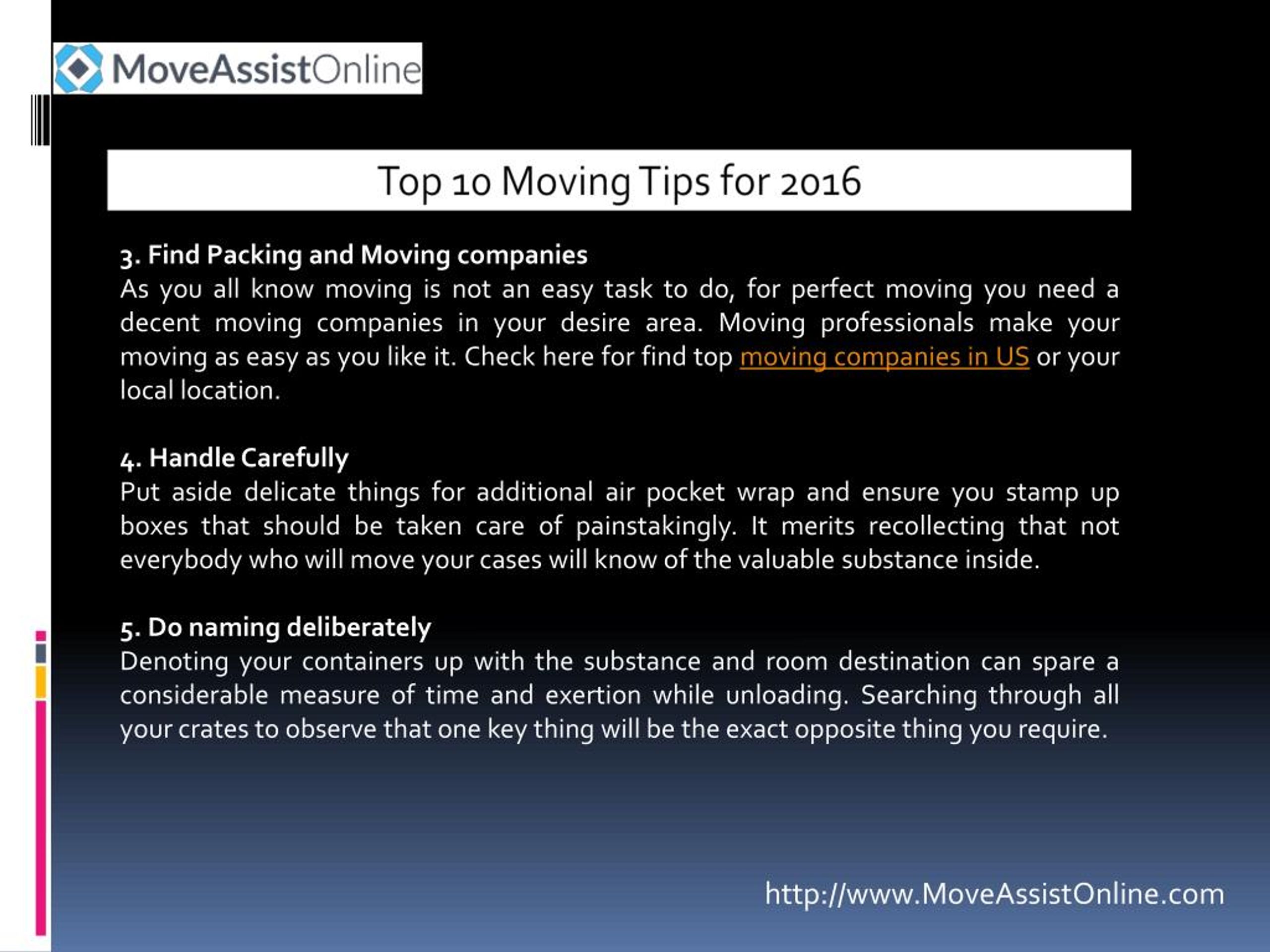 PPT 2016's Top 10 Moving Tips PowerPoint Presentation, free download ID7343463