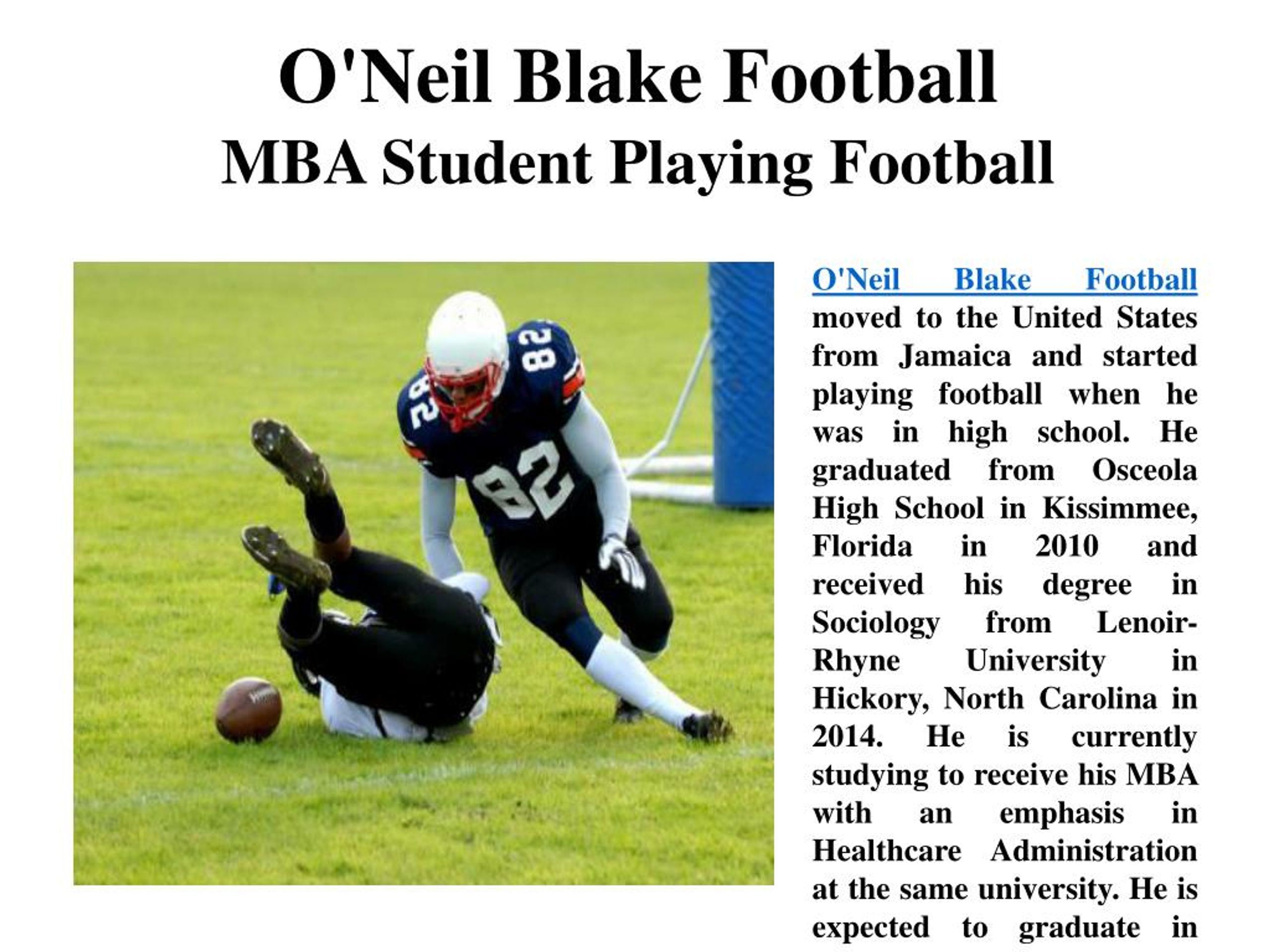 PPT O'Neil Blake Football Football Player from Jamaica PowerPoint