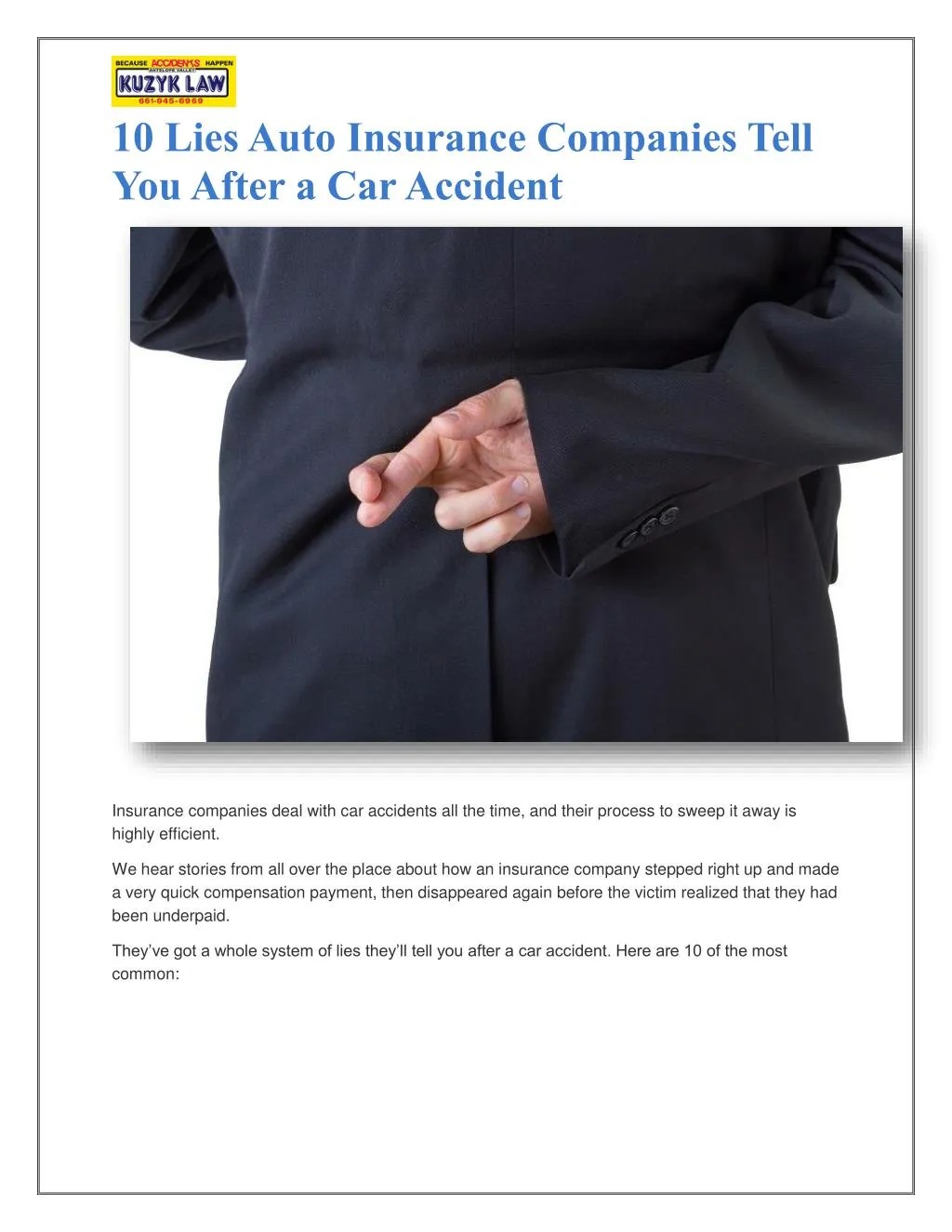 PPT 10 Lies Auto Insurance Companies Tell You After a Car Accident