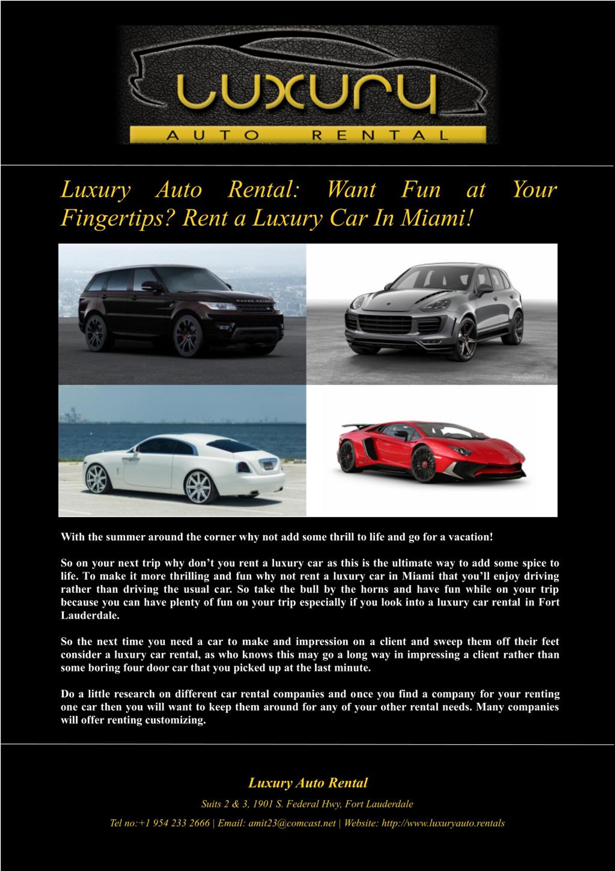 PPT Luxury Auto Rental Want Fun at Your Fingertips? Rent a Luxury