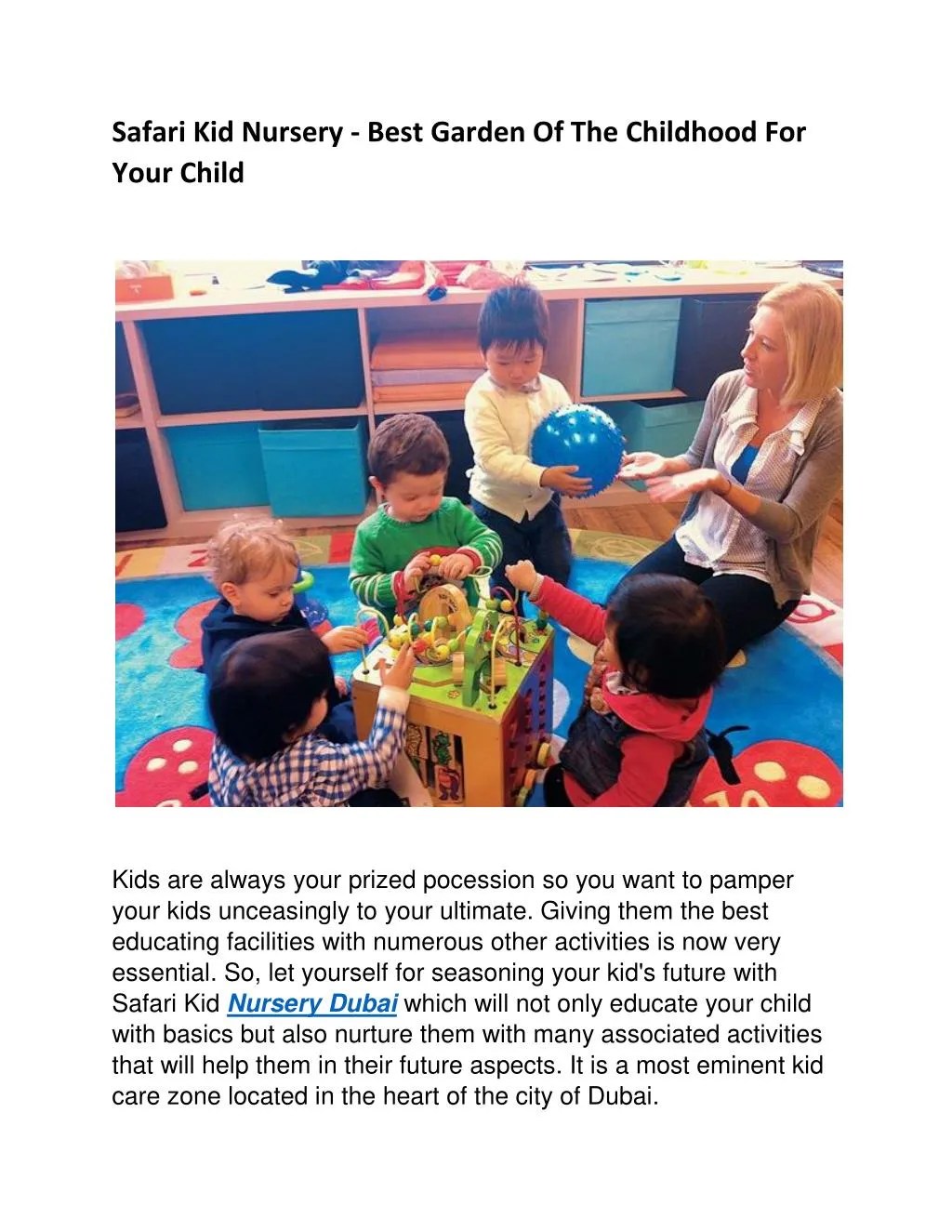 PPT Safari Kid Nursery Dubai A Place Of Learning PowerPoint