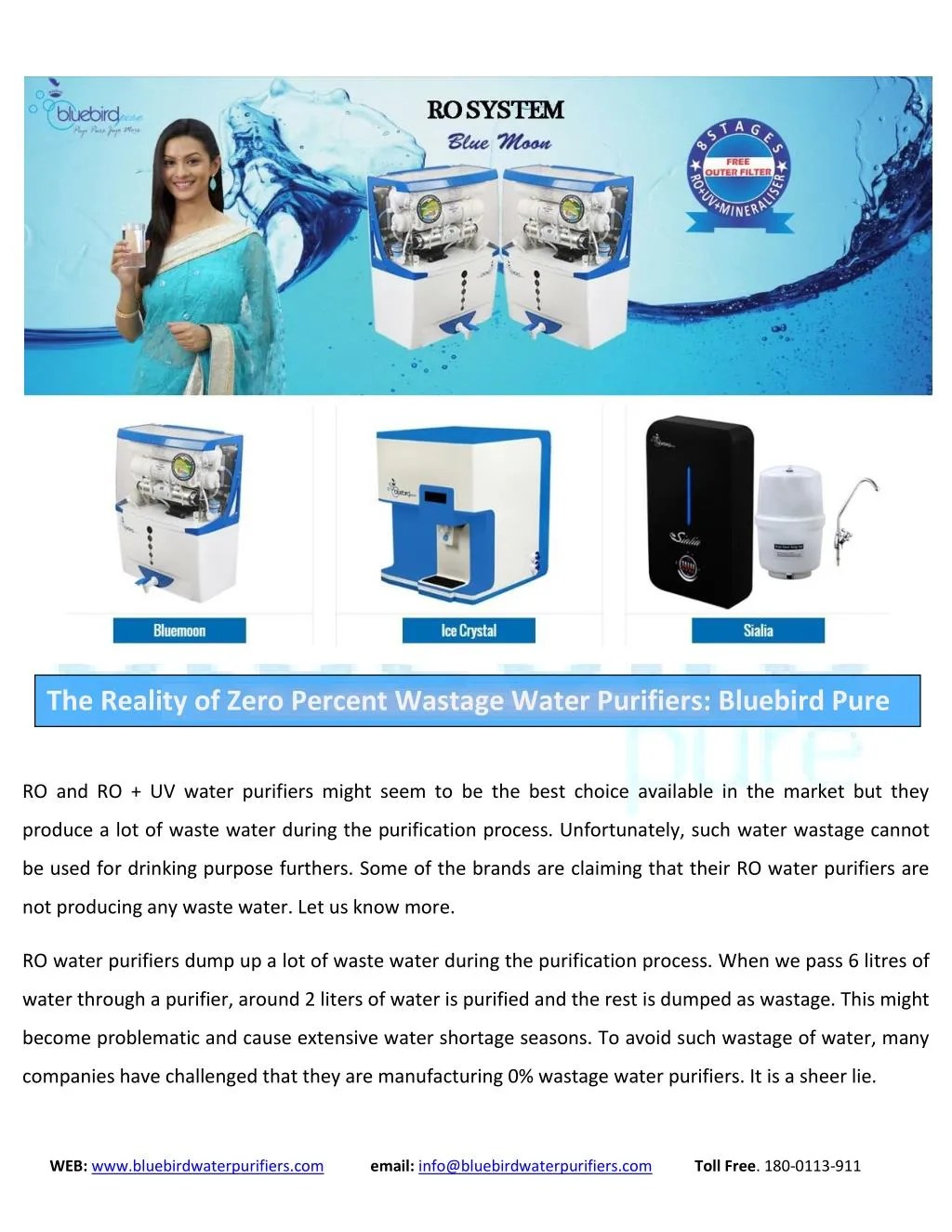 PPT RO, UV, UF, Water Purifiers for Home and Office Bluebird Pure PowerPoint Presentation