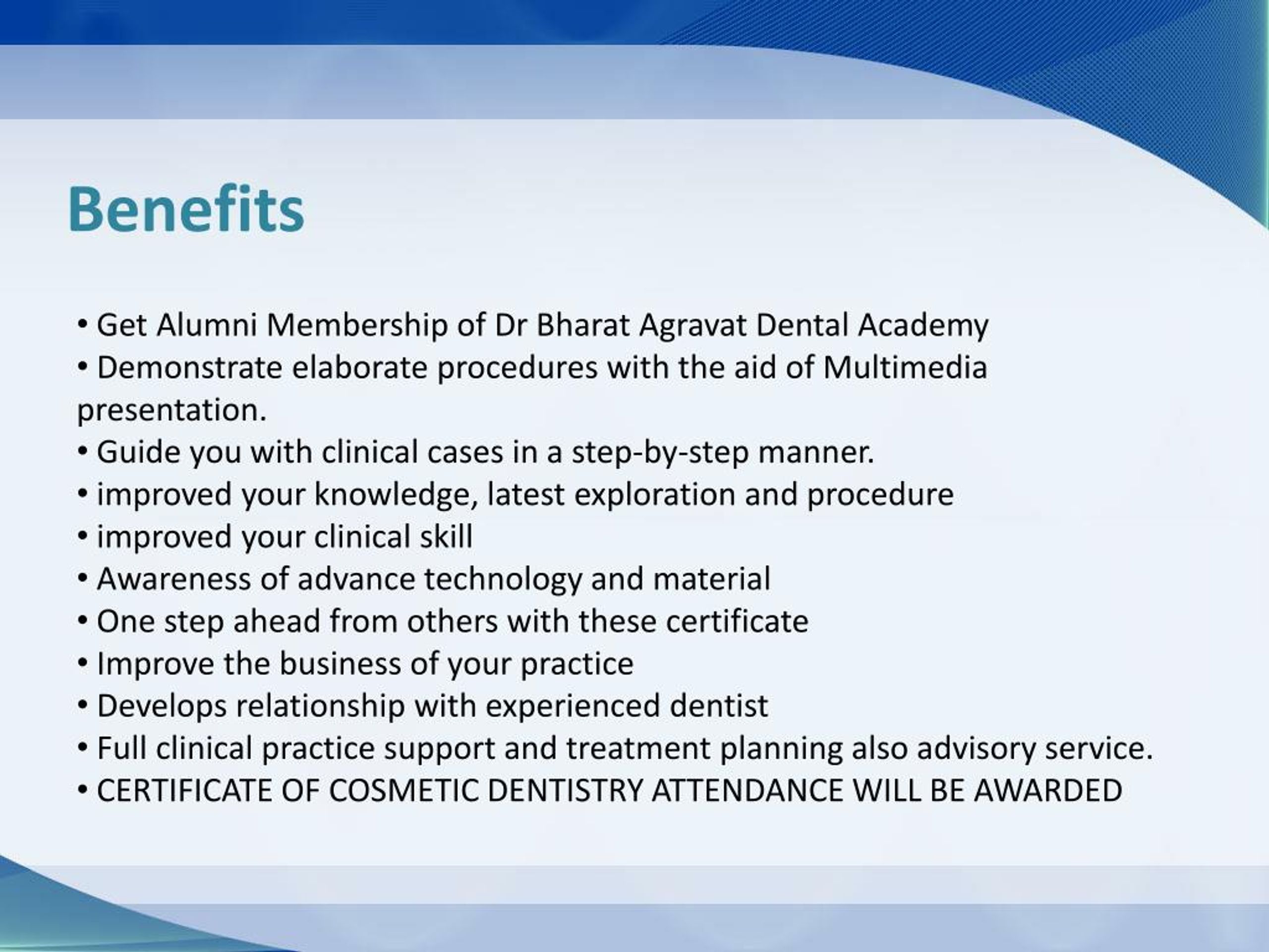 PPT Cosmetic Dentistry Courses In One Day at IndiaFamous best