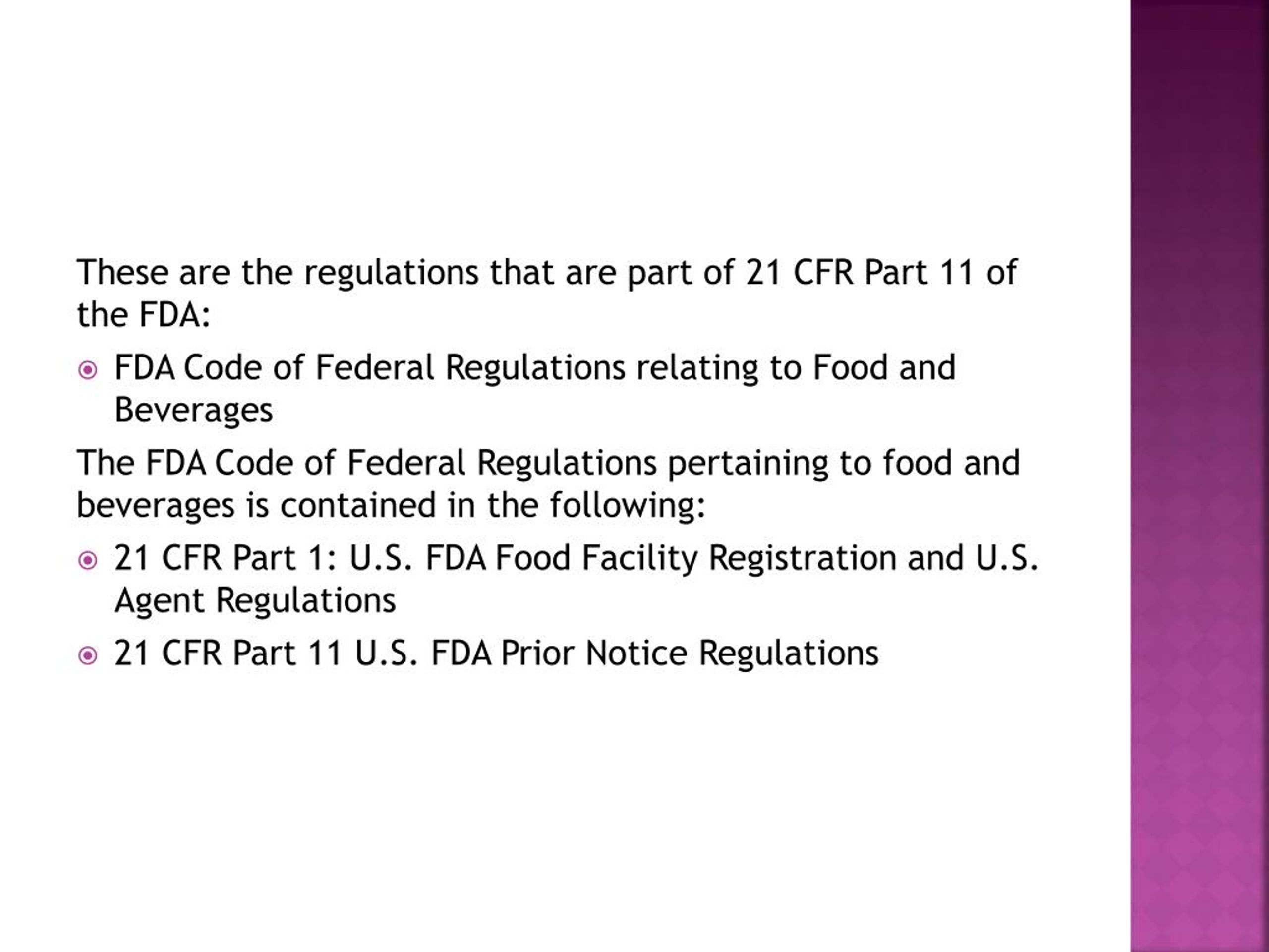 PPT FDA Code of Federal Regulations relating to medical devices PowerPoint Presentation ID