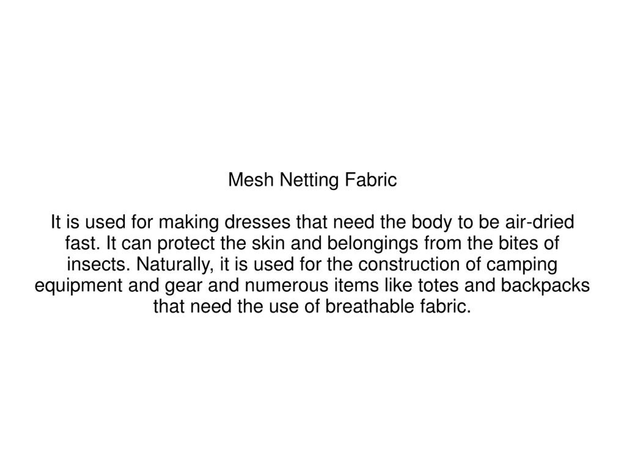 PPT 5 Types of Mesh Fabrics Used for Making Clothes PowerPoint