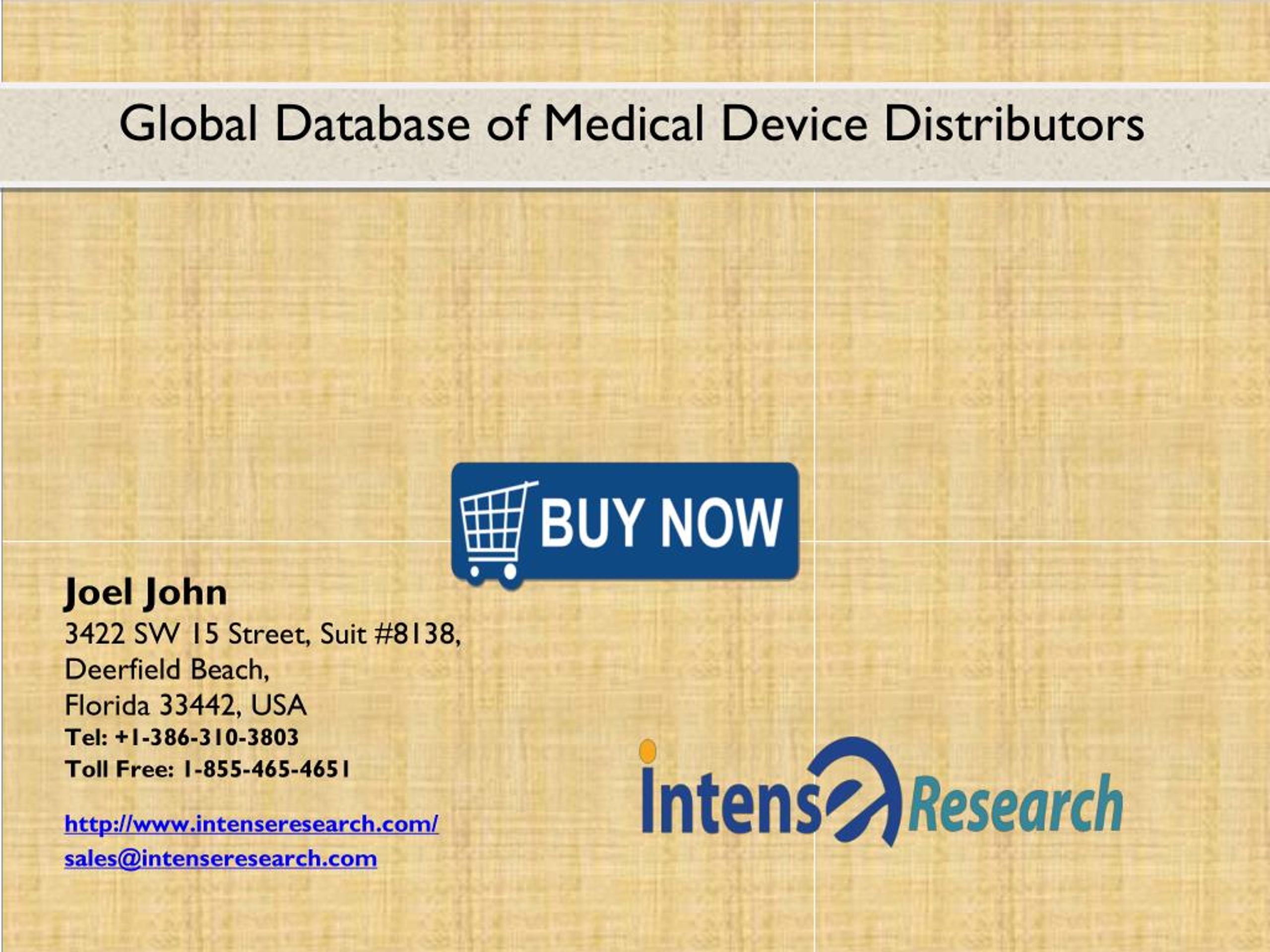 PPT Global Database of Medical Device Distributors Market 2016